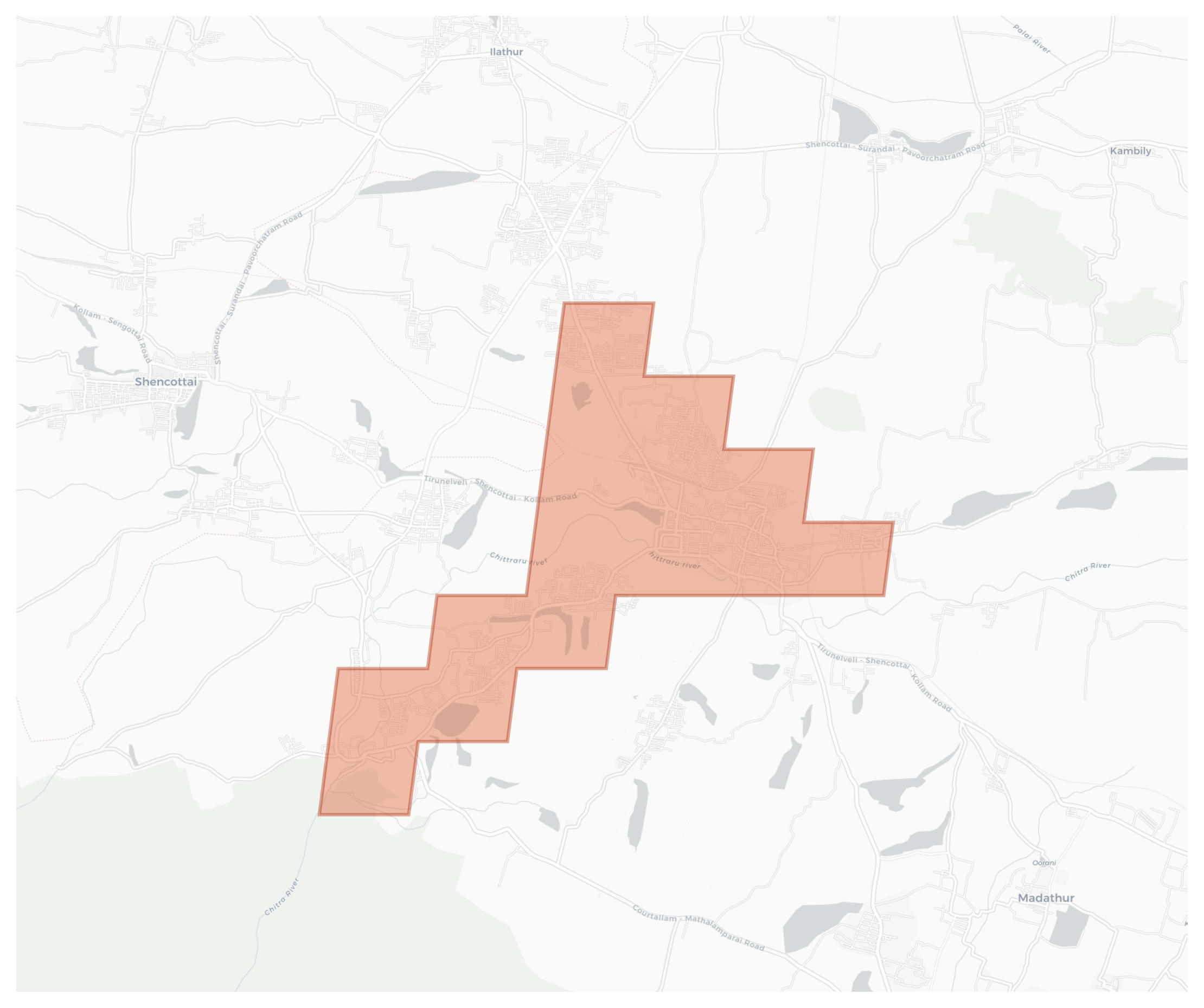 Tenkasi geographic map