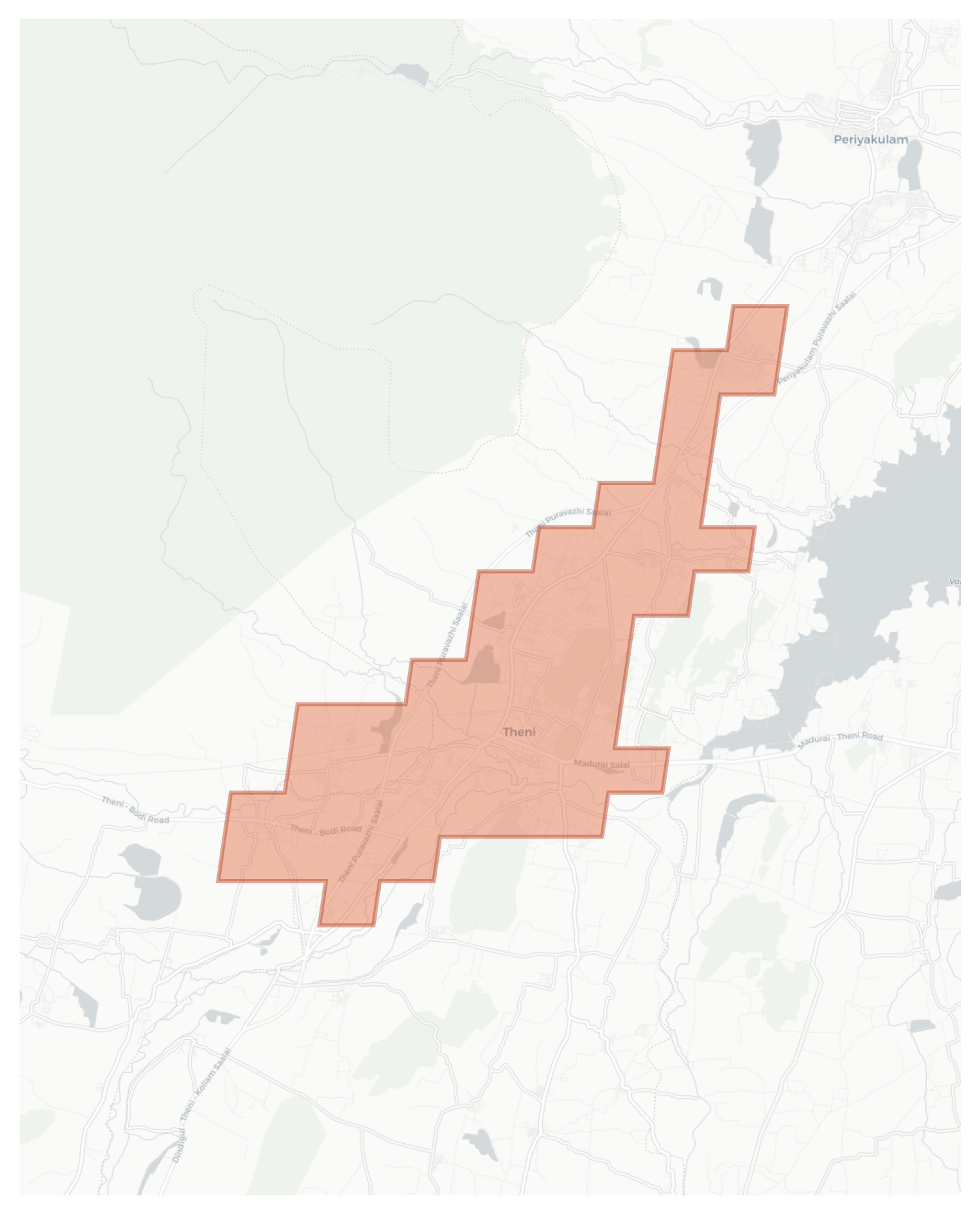 Theni geographic map