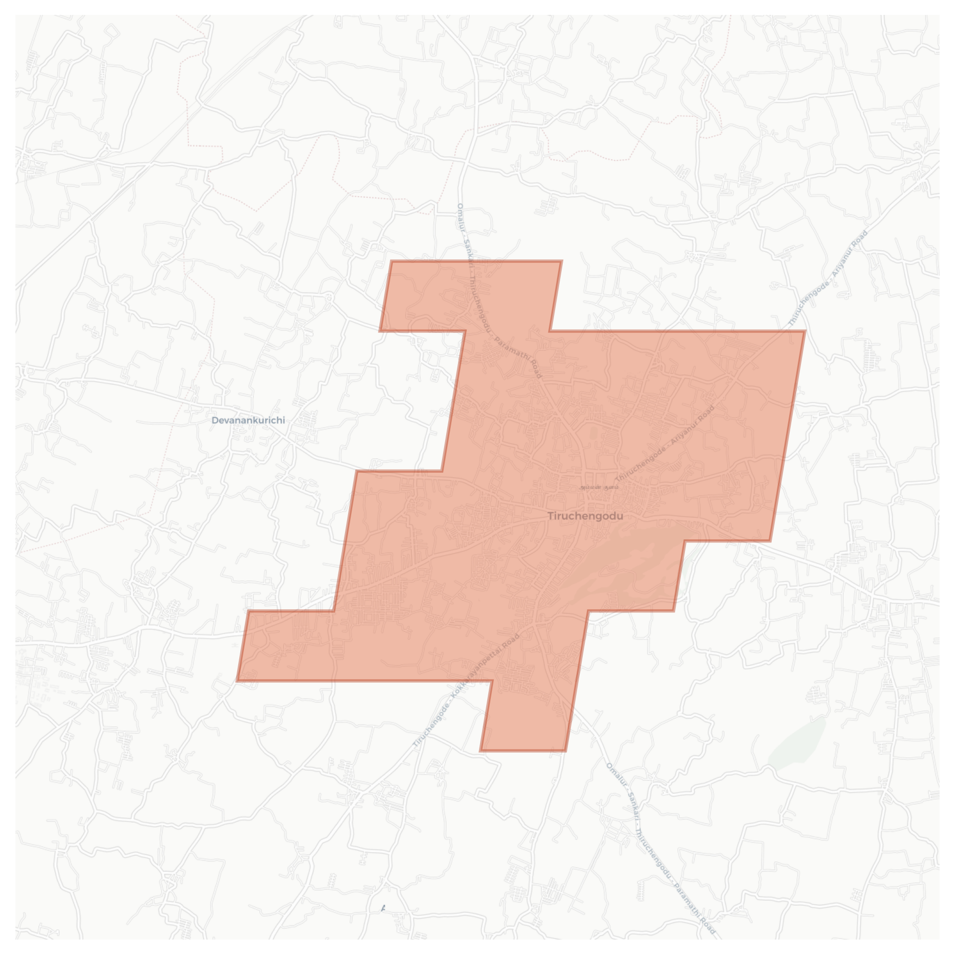 Tiruchengodu geographic map