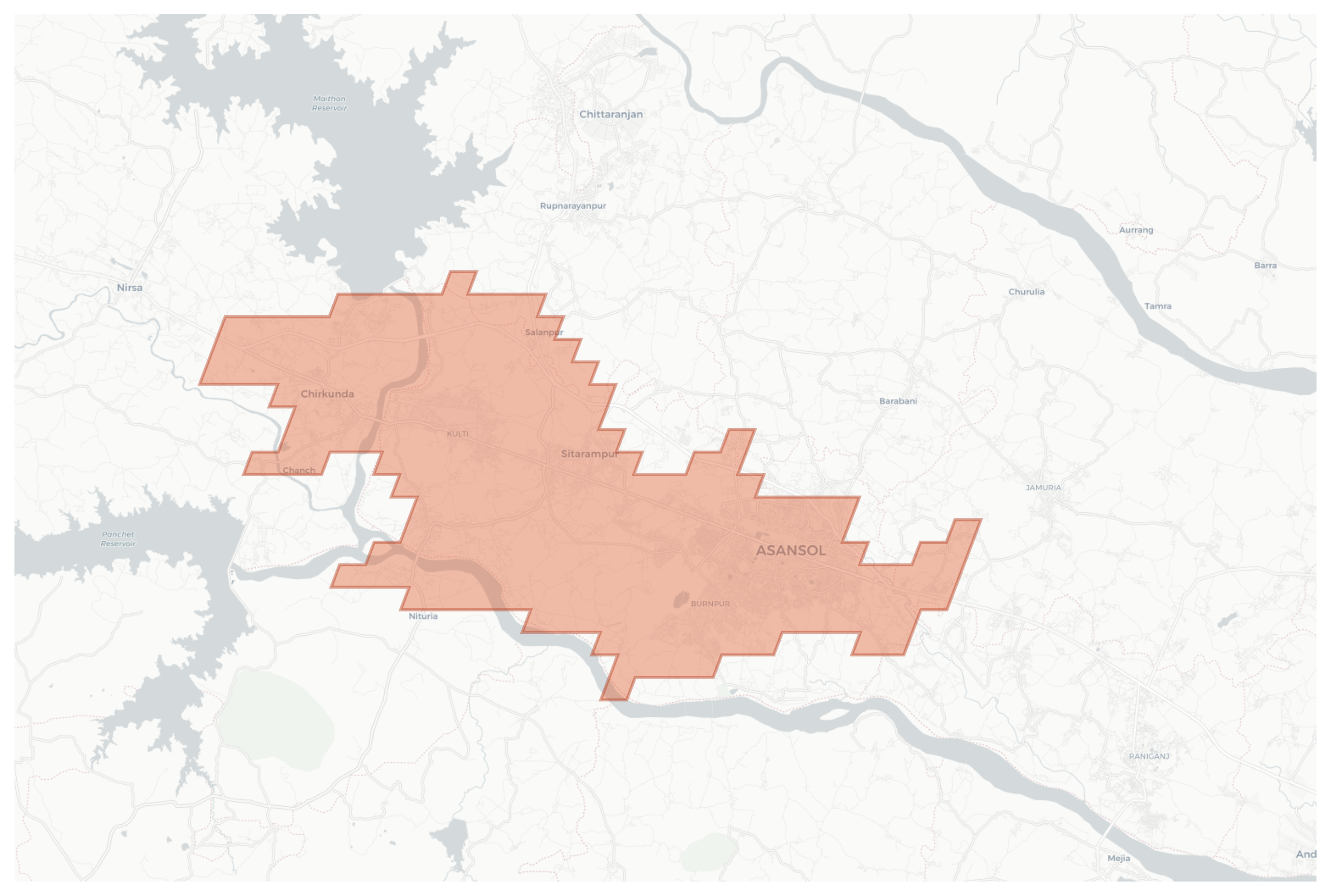 Asansol geographic map