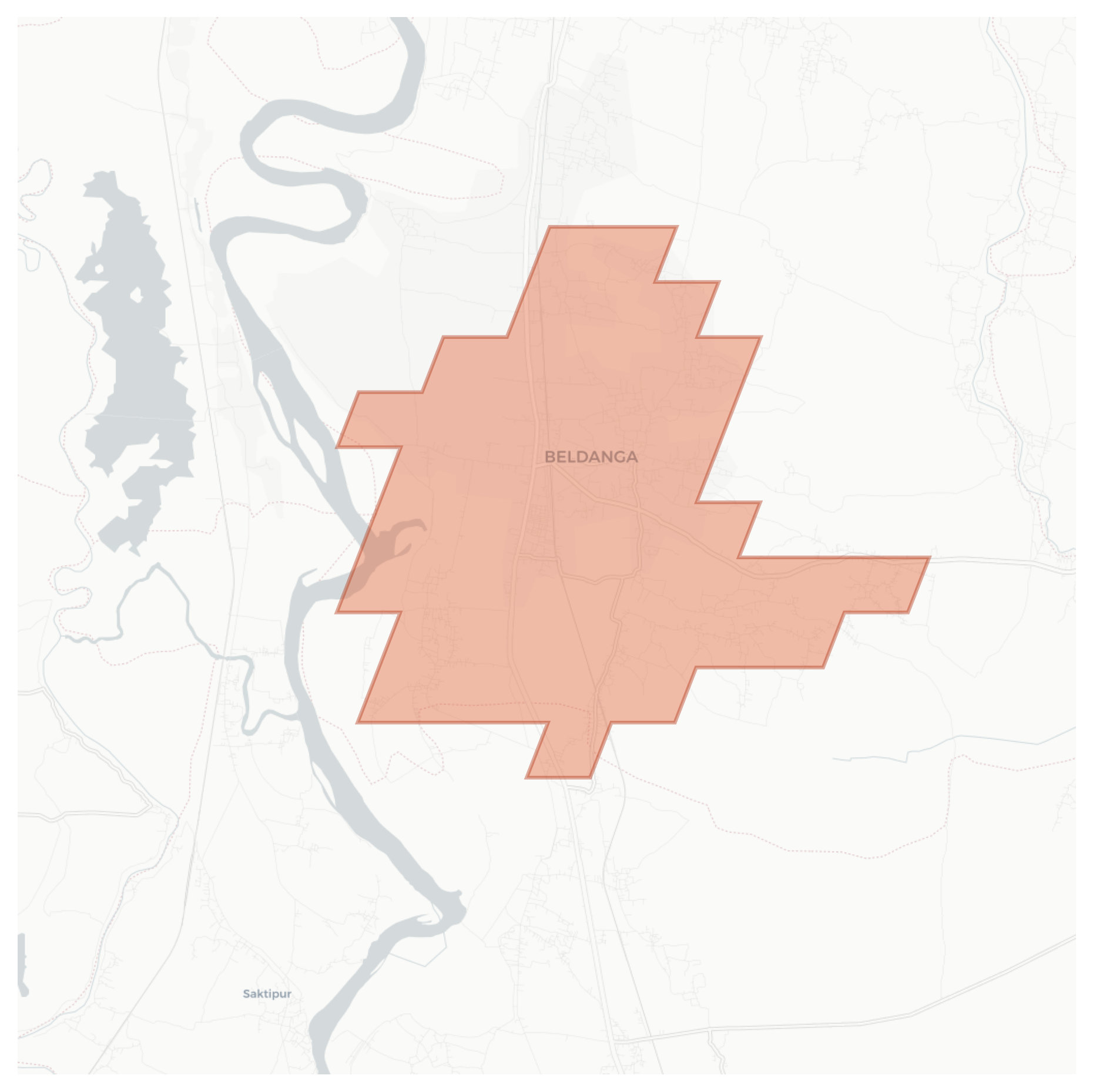 Beldanga geographic map