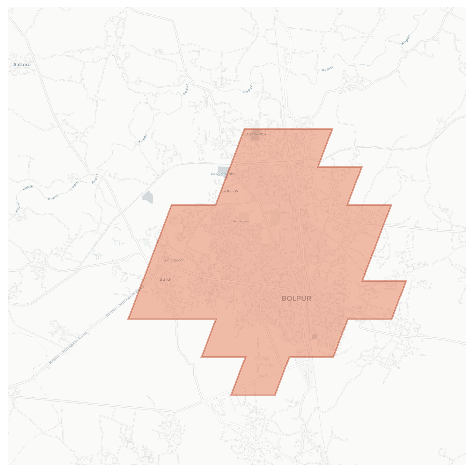 Bolpur geographic map