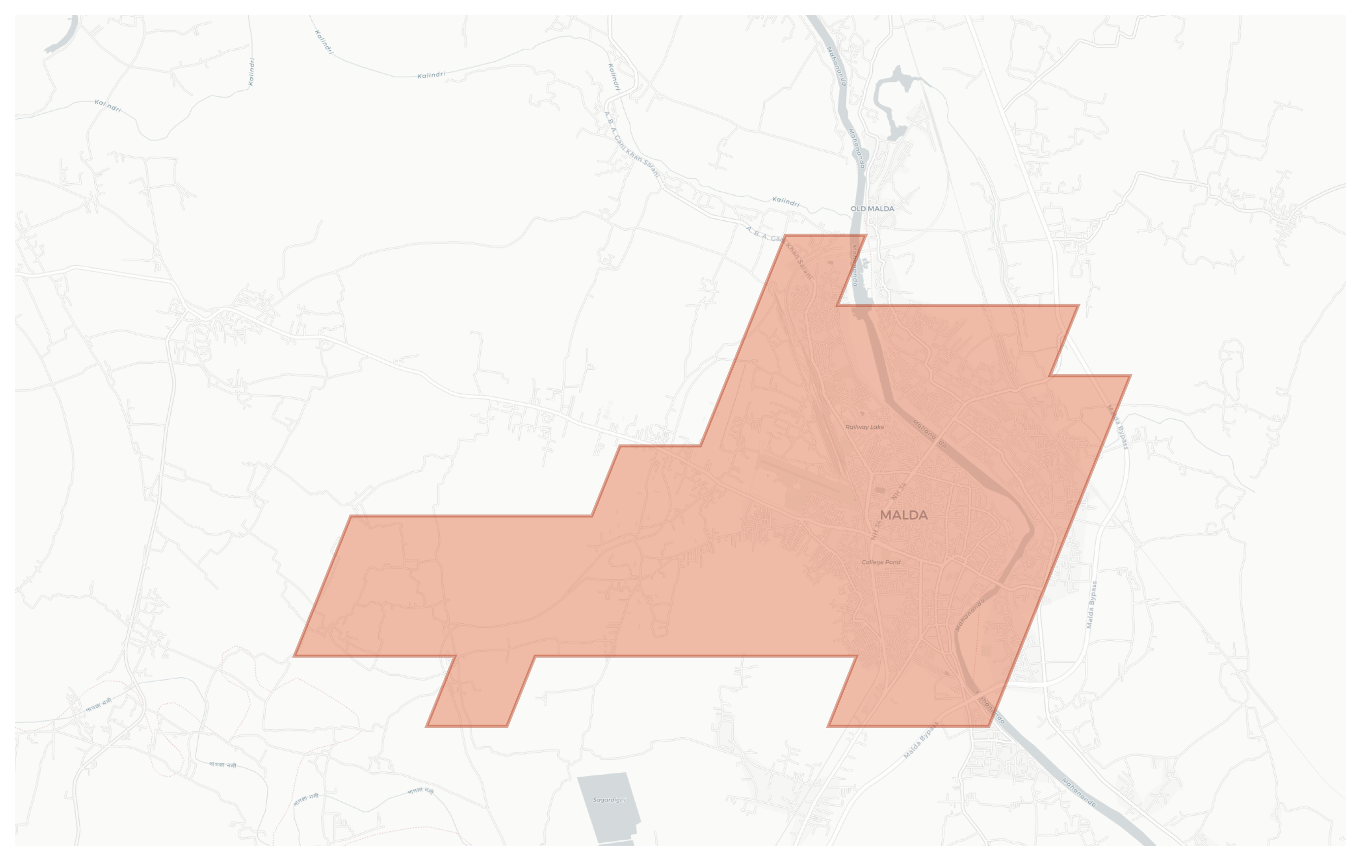 Malda geographic map