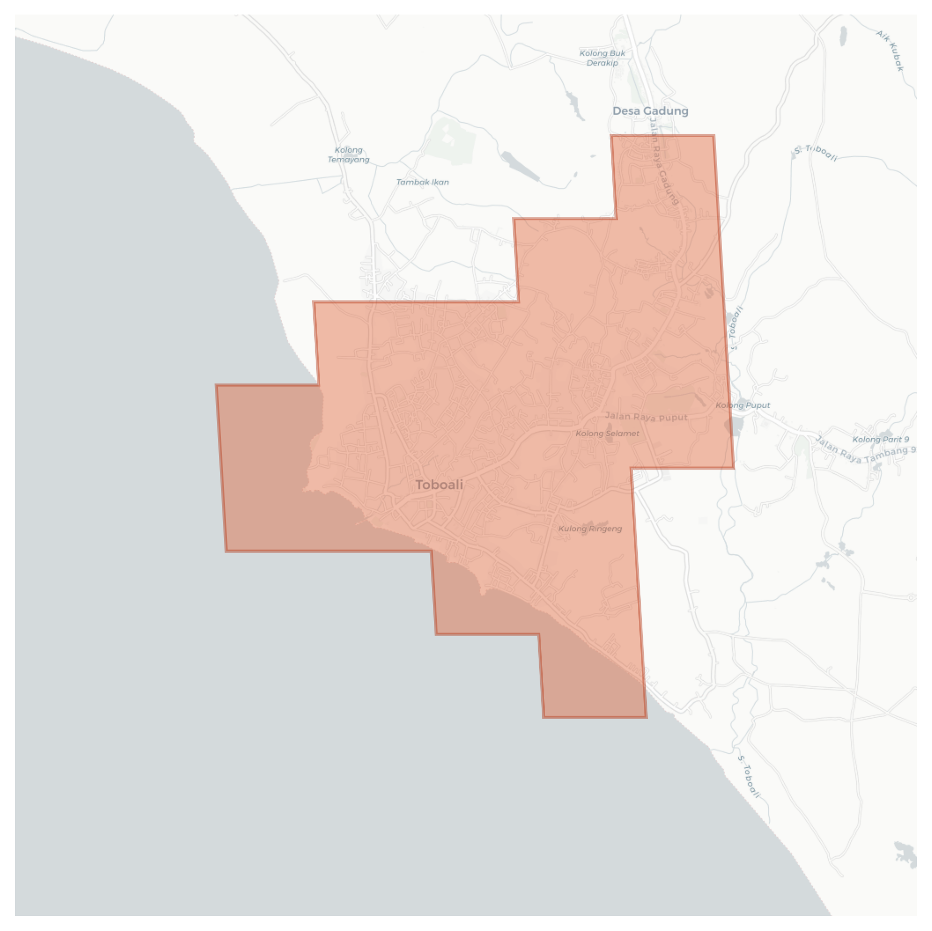 Toboali geographic map