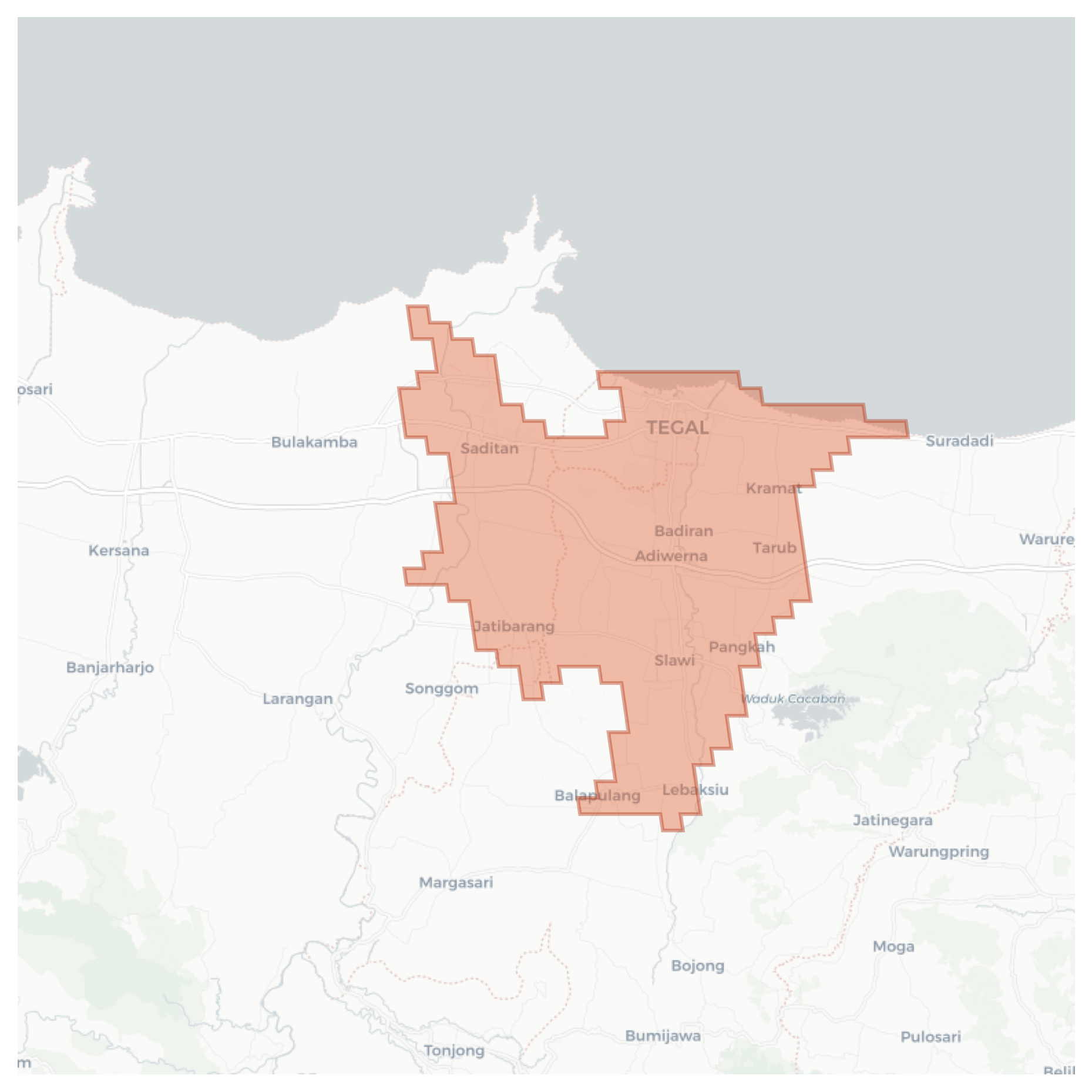 Tegal geographic map