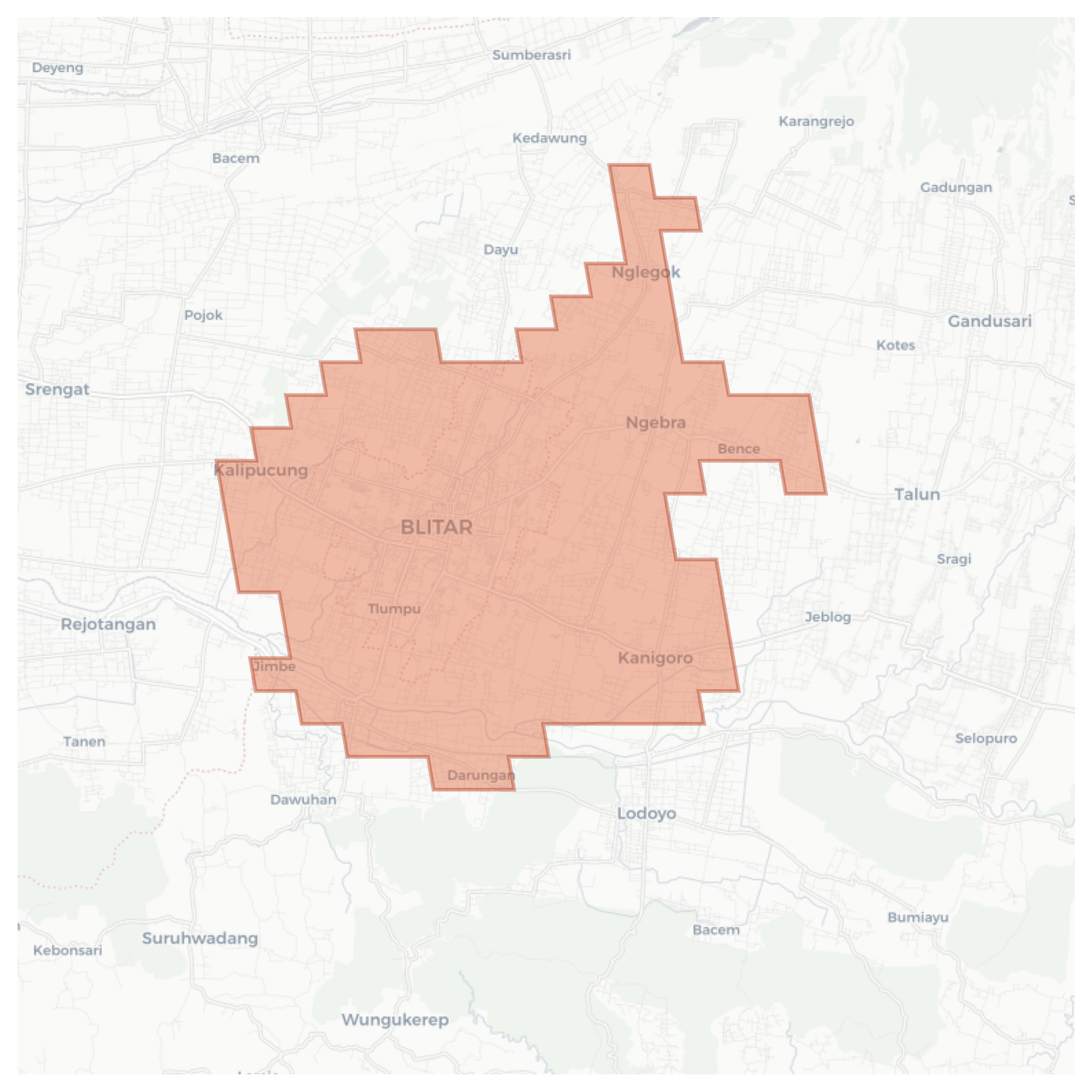 Blitar geographic map