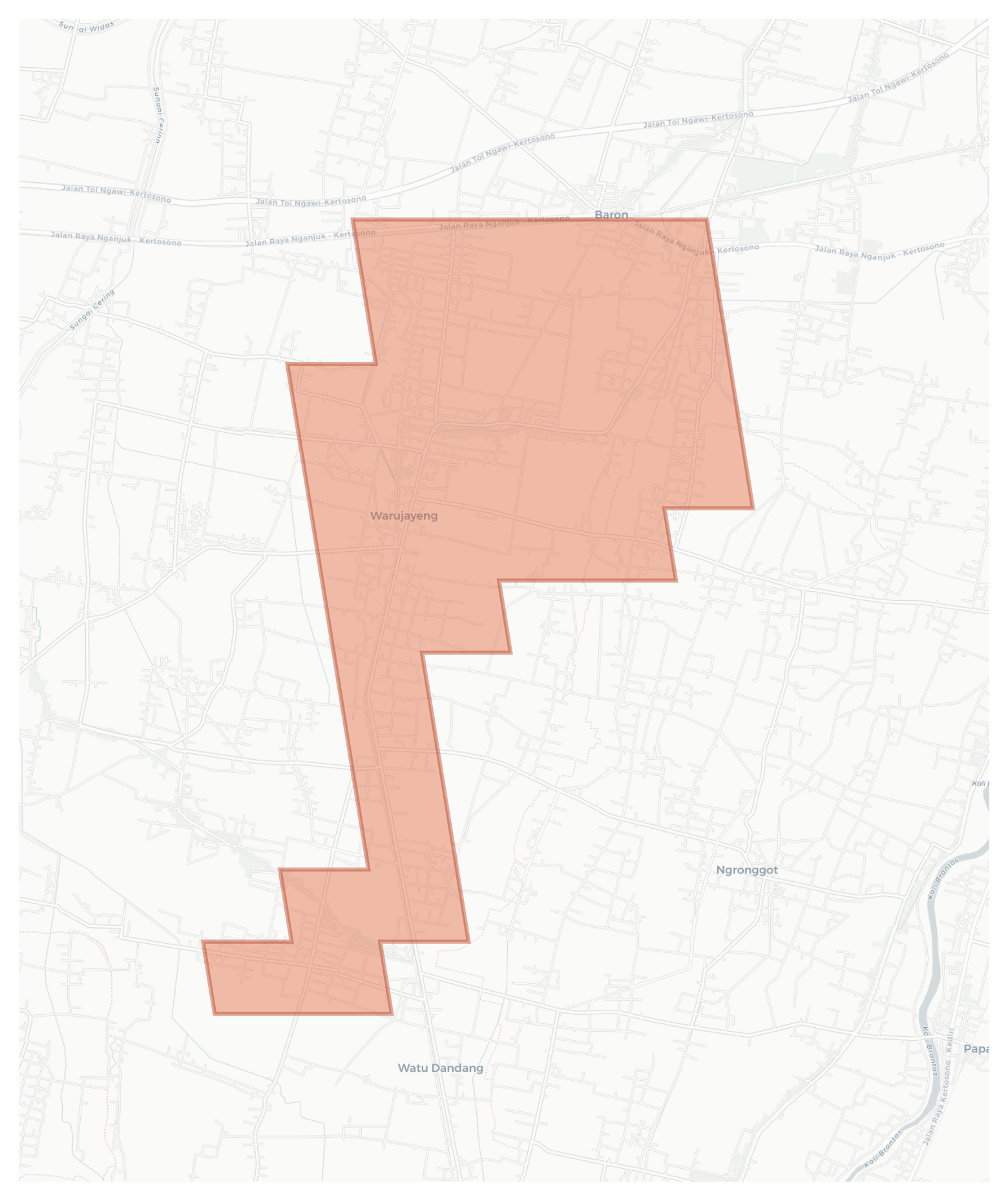 Warujayeng geographic map