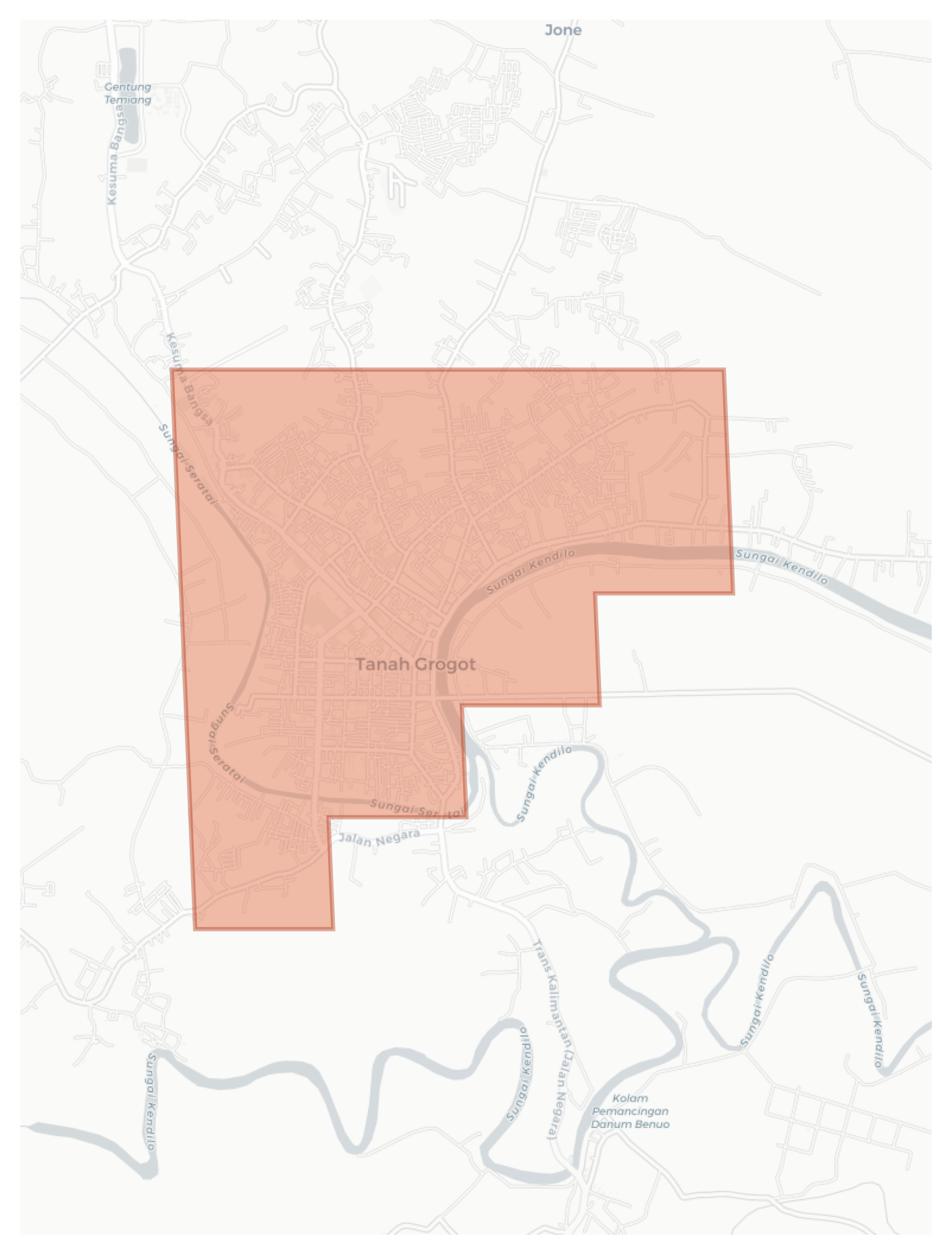 Tana Paser geographic map