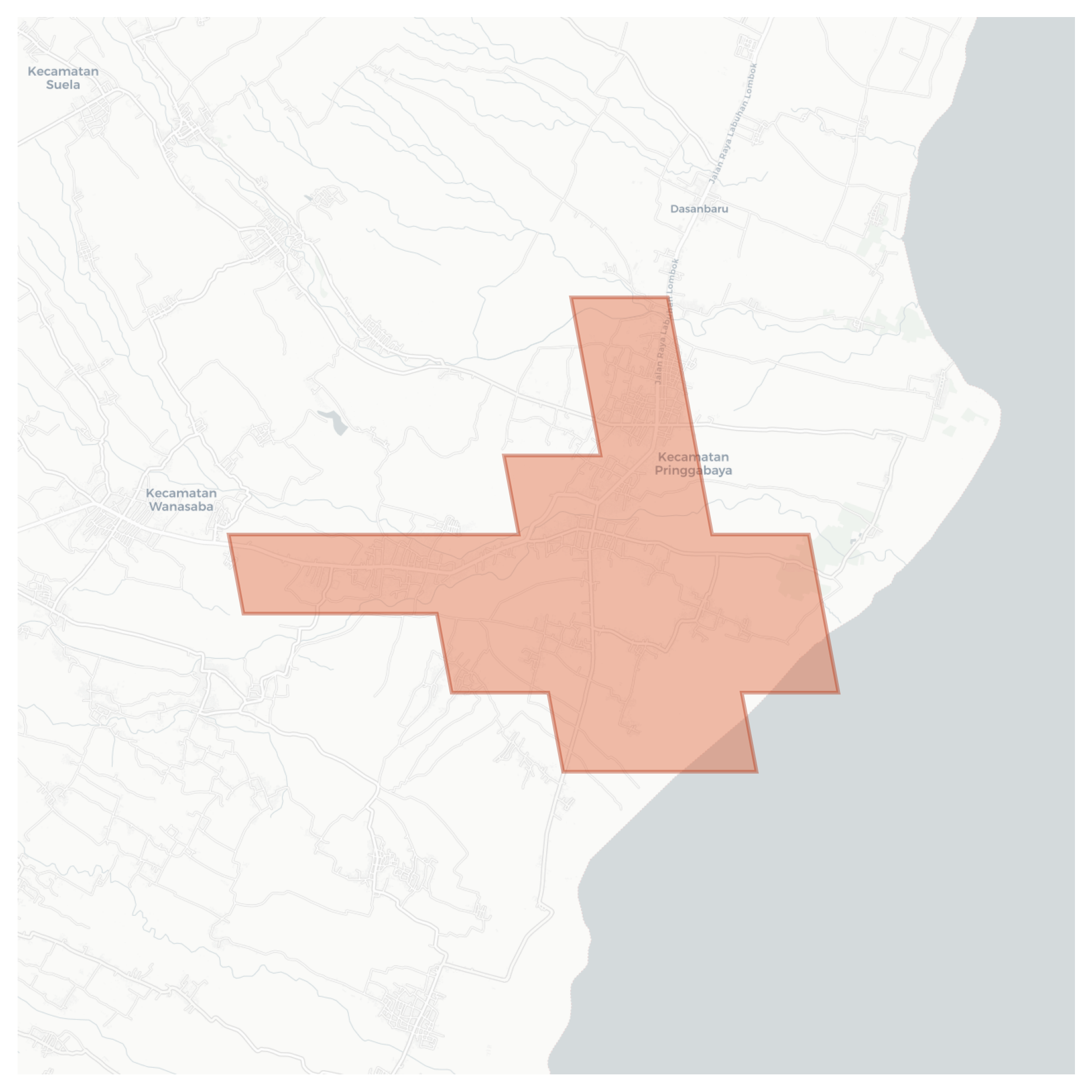 Kecamatan Pringgabaya geographic map