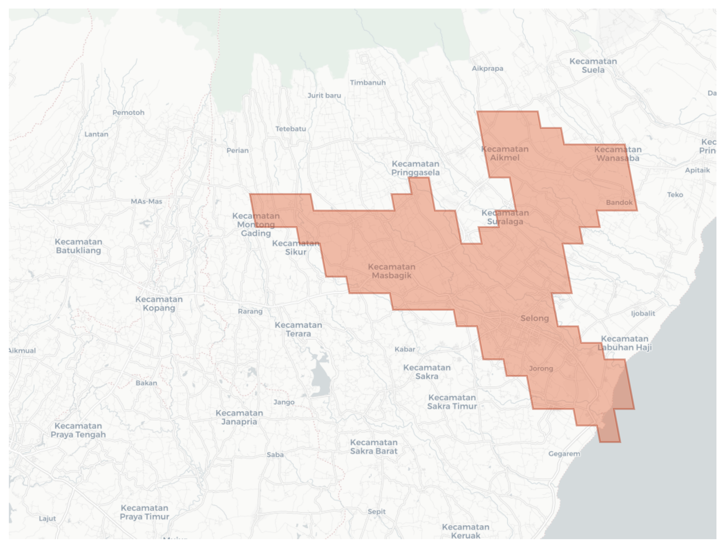 Selong geographic map