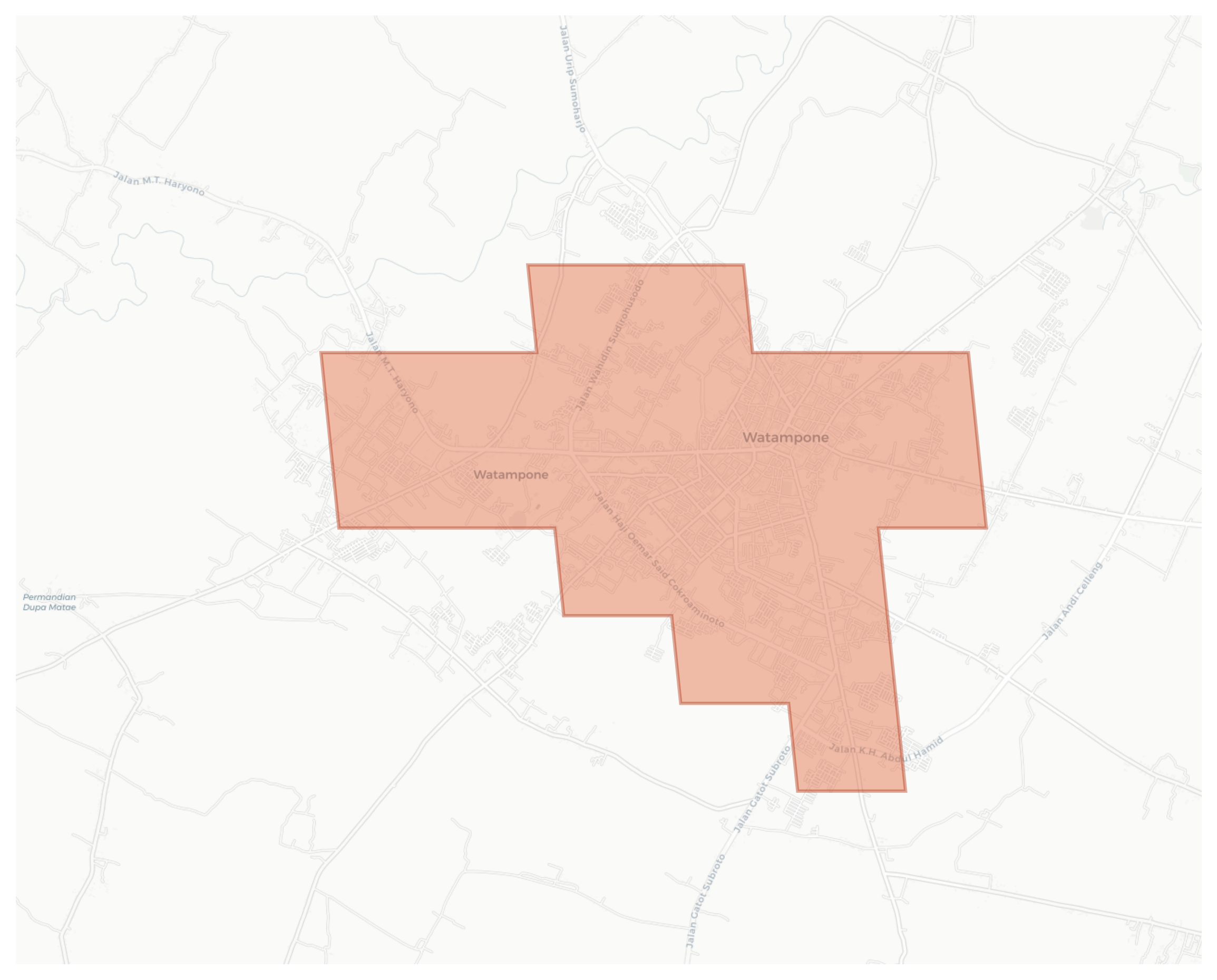 Watampone geographic map