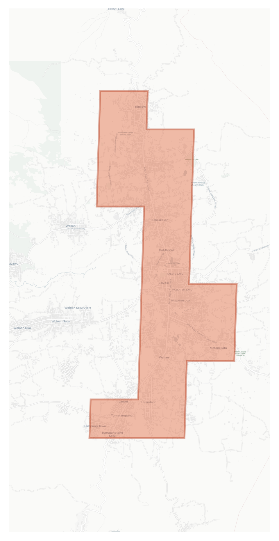 Tomohon geographic map