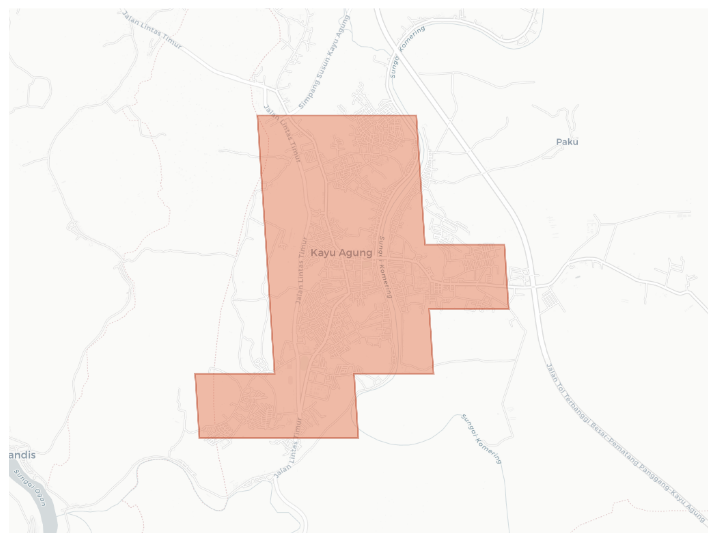 Kayu Agung geographic map