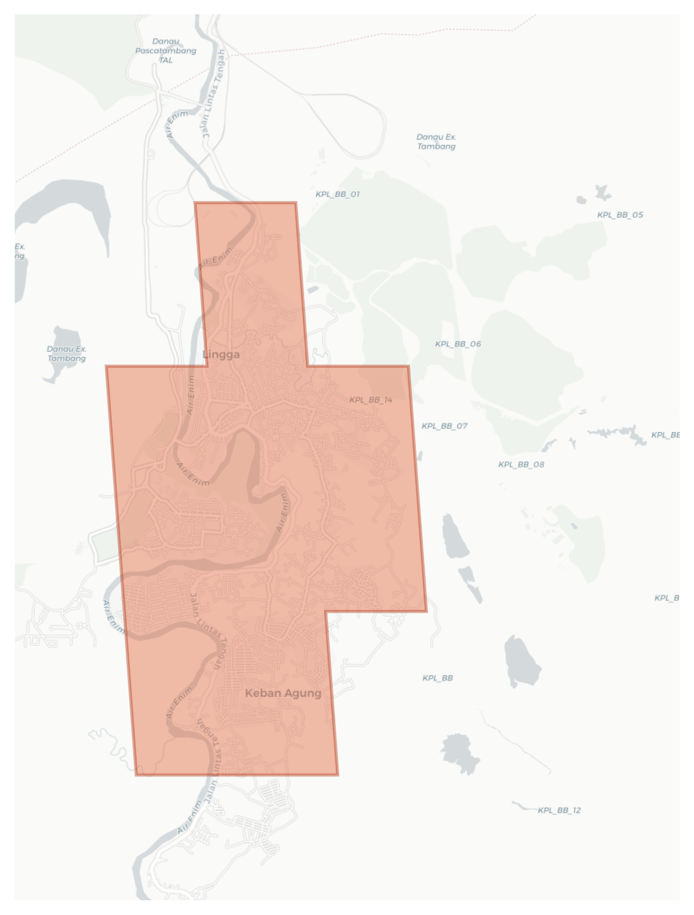 Keban Agung geographic map