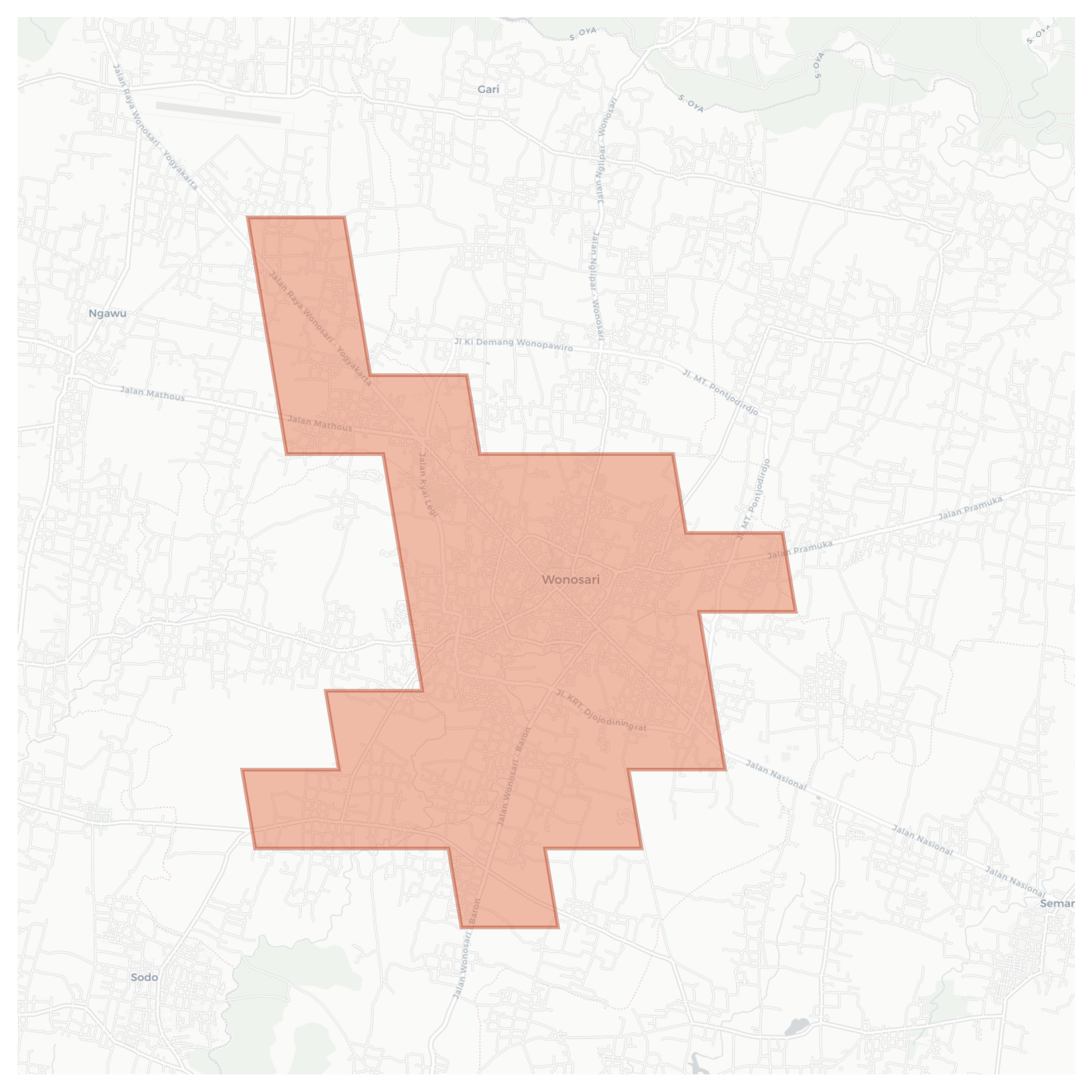 Wonosari geographic map