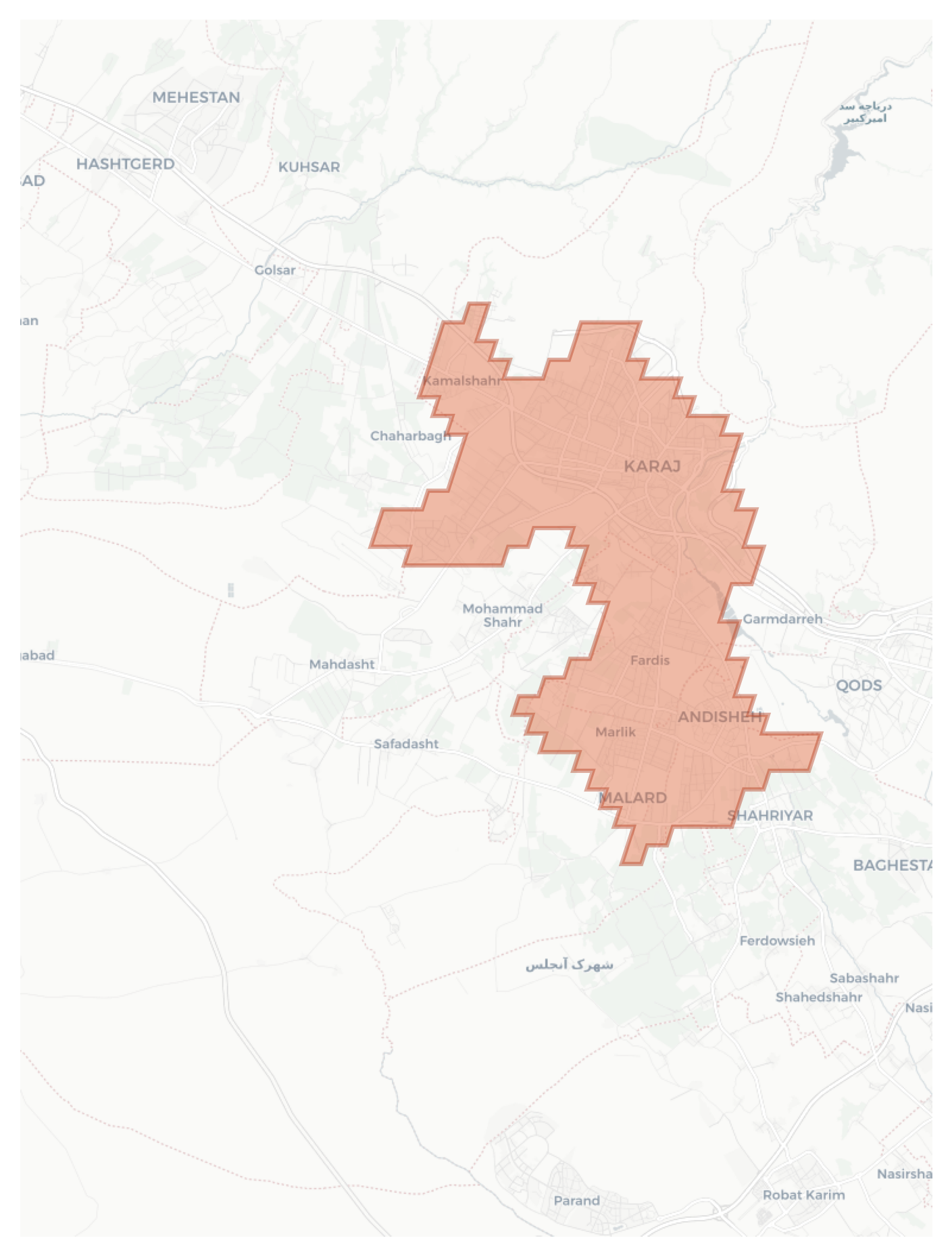 Karaj geographic map