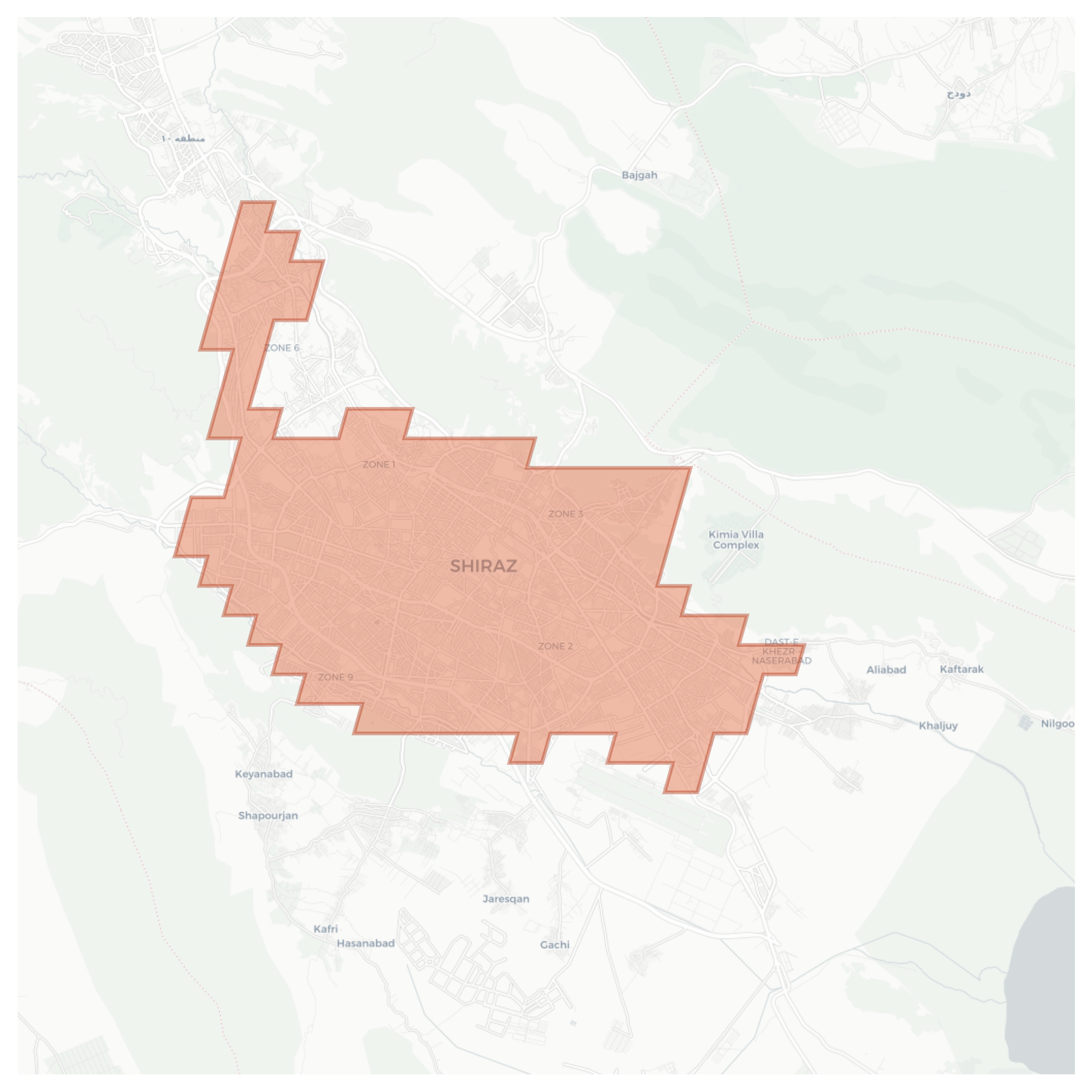 Shiraz geographic map