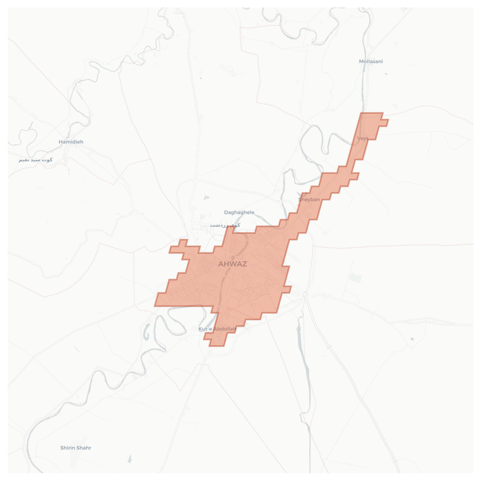 Ahwaz geographic map