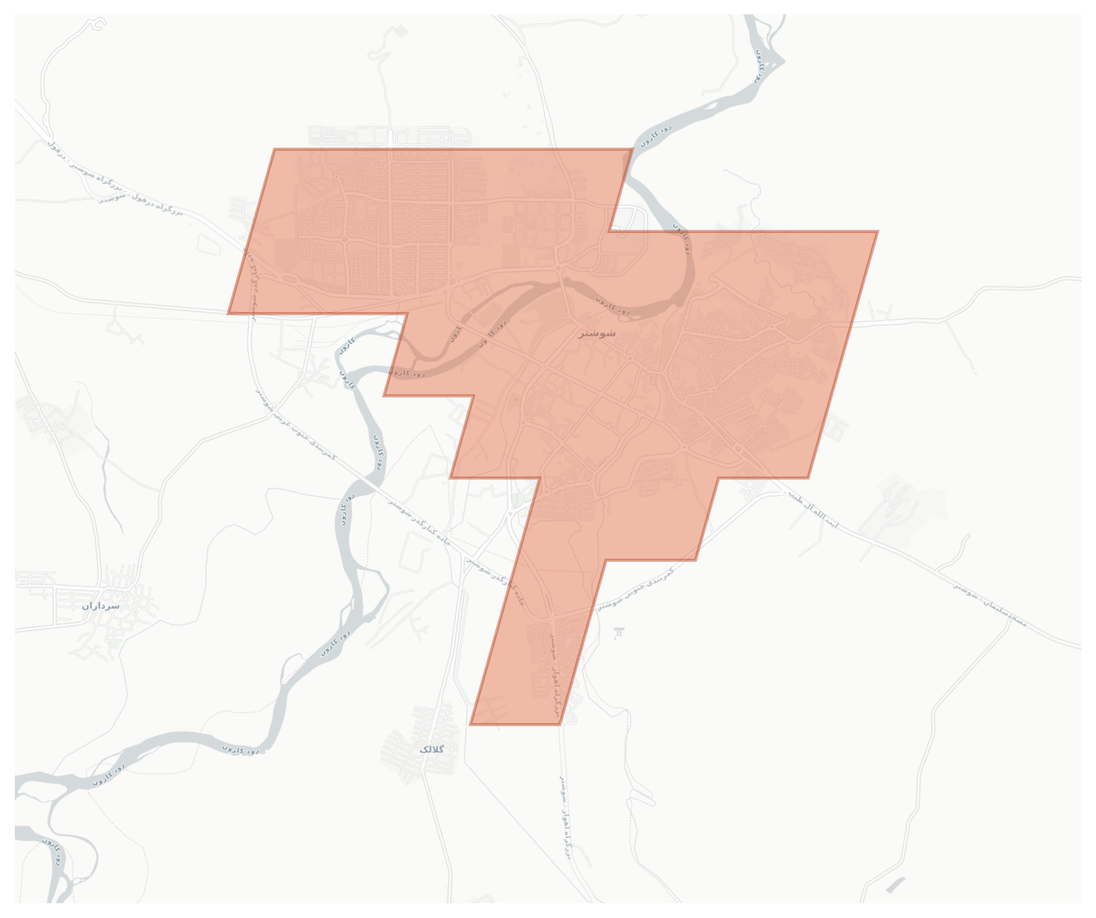 Shushtar geographic map