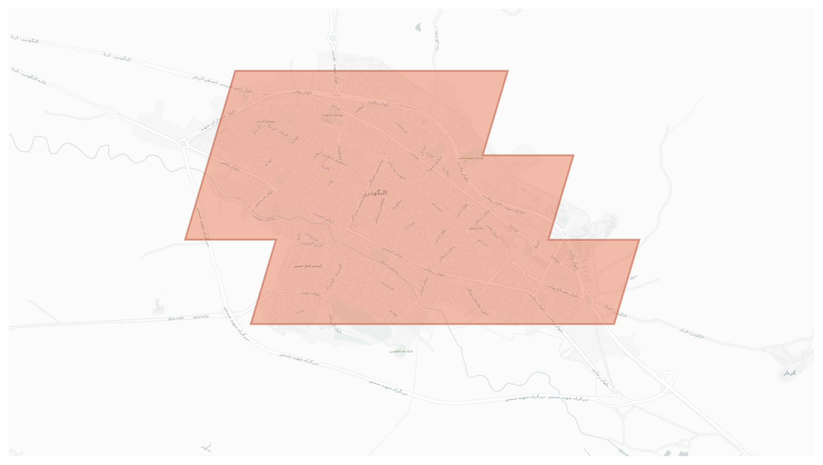 Aligudarz geographic map