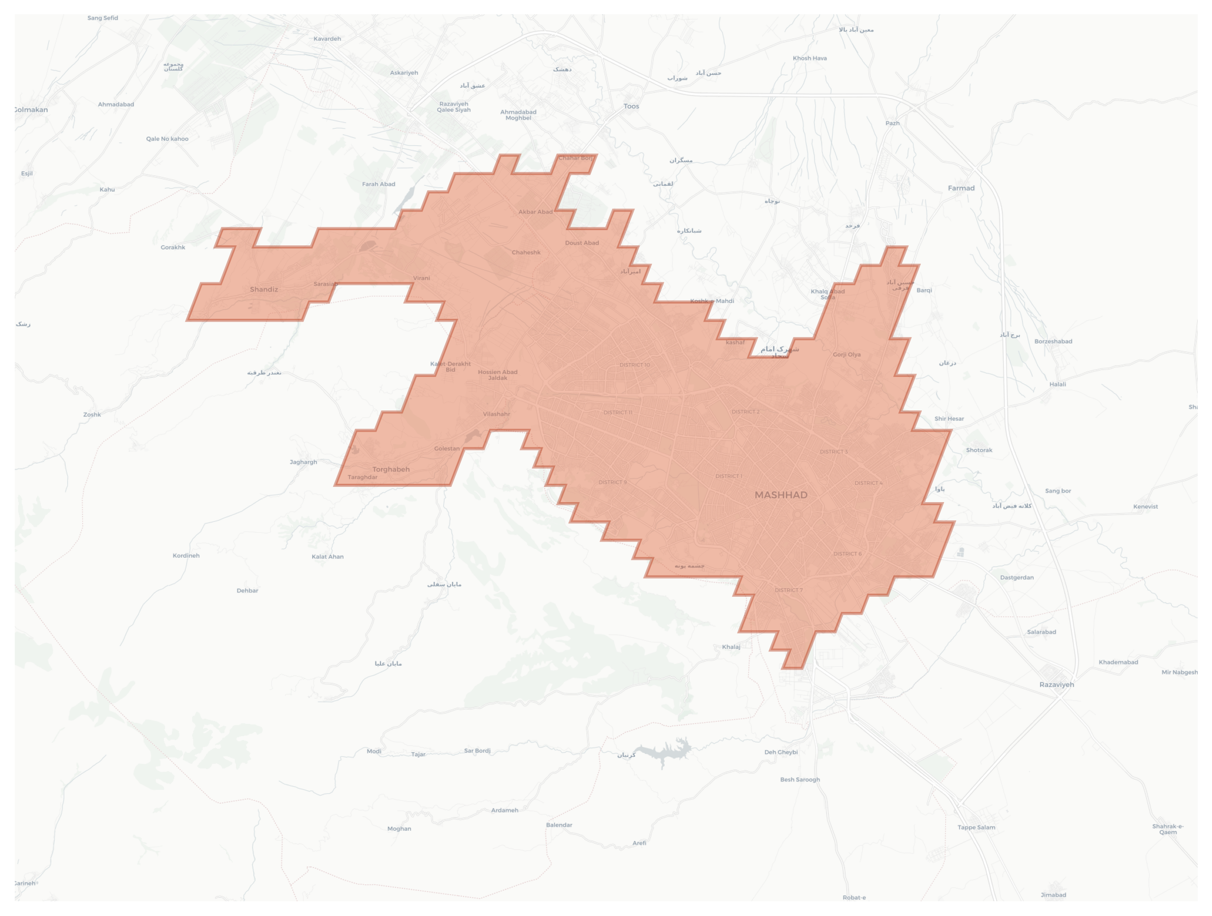 Mashhad geographic map