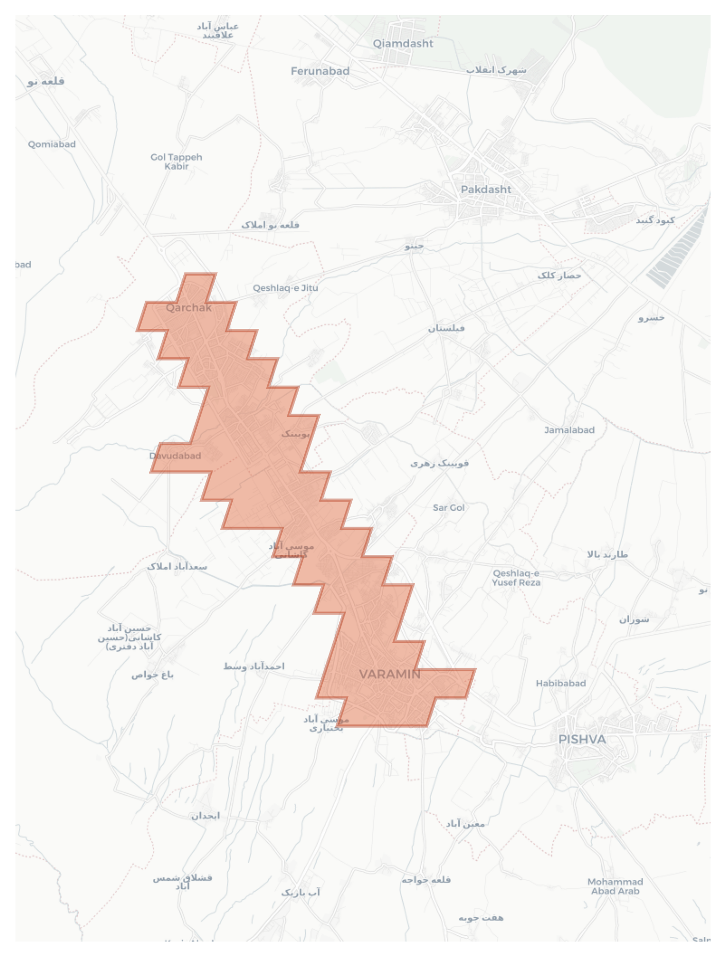 Qarchak geographic map
