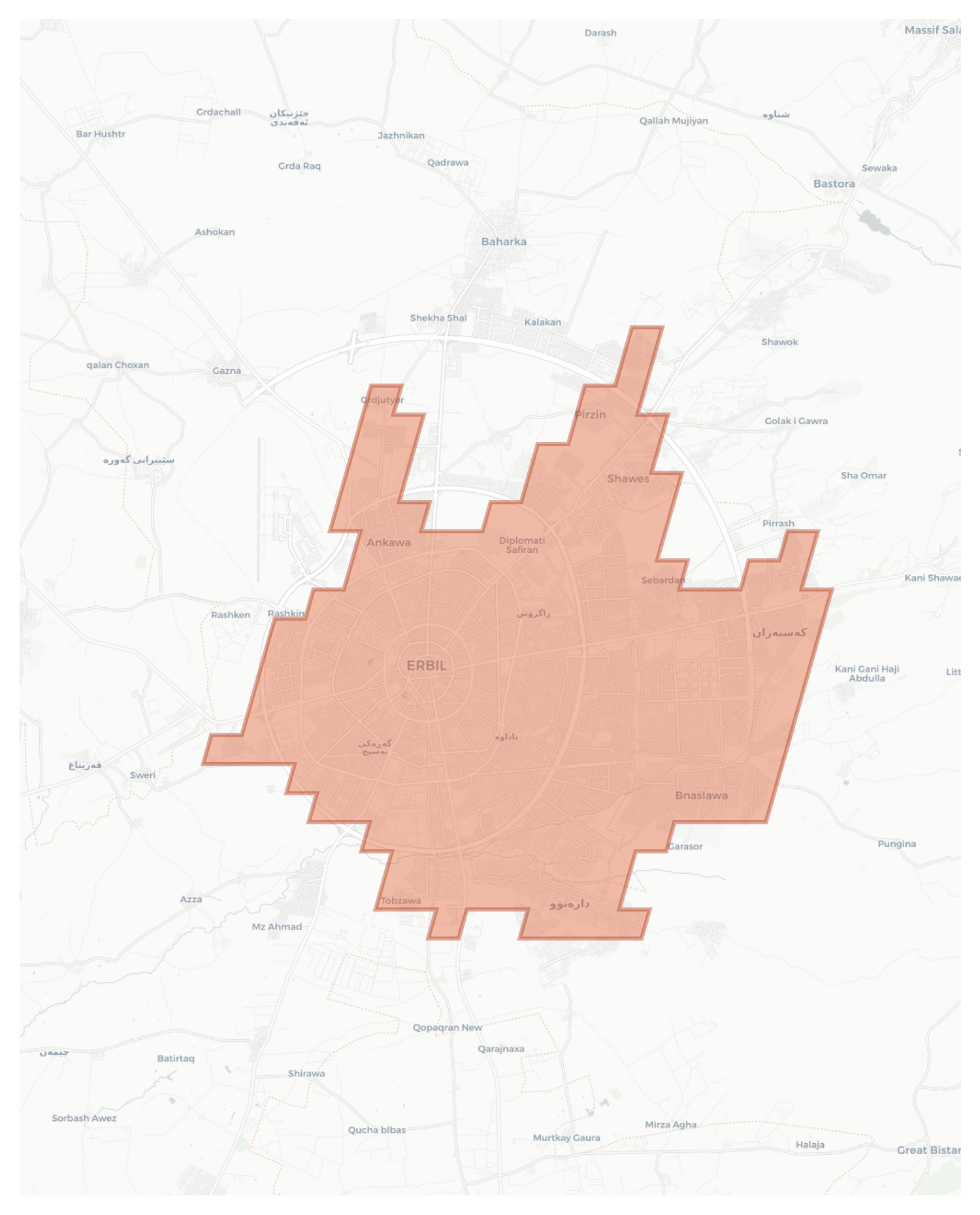 Erbil geographic map
