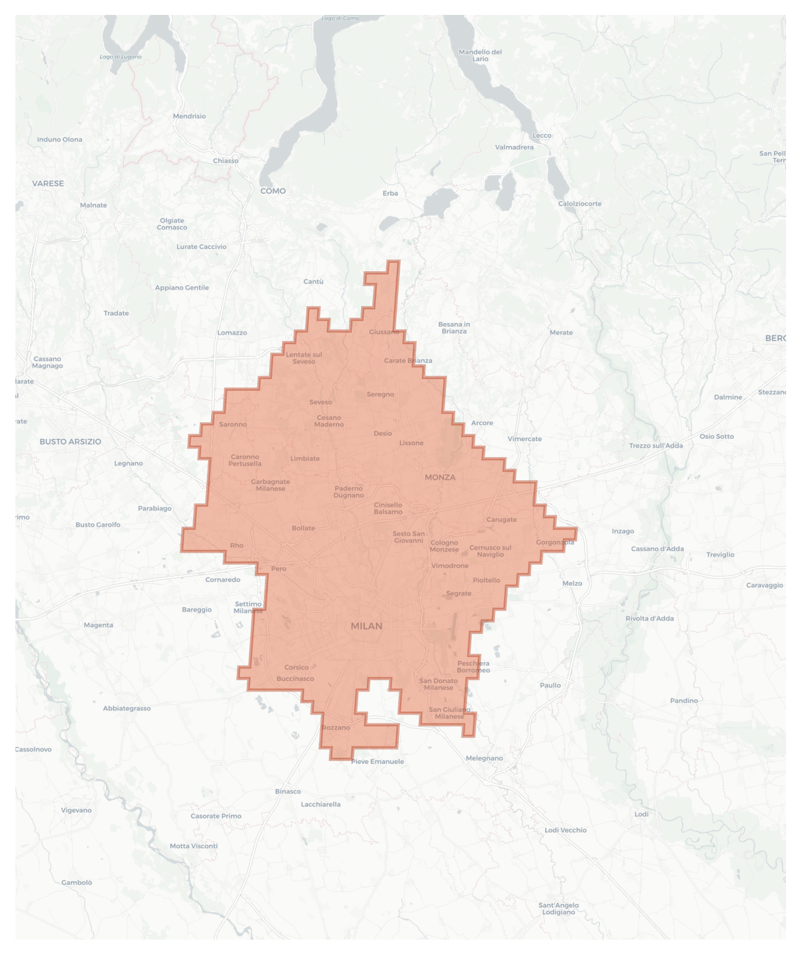 Milan geographic map