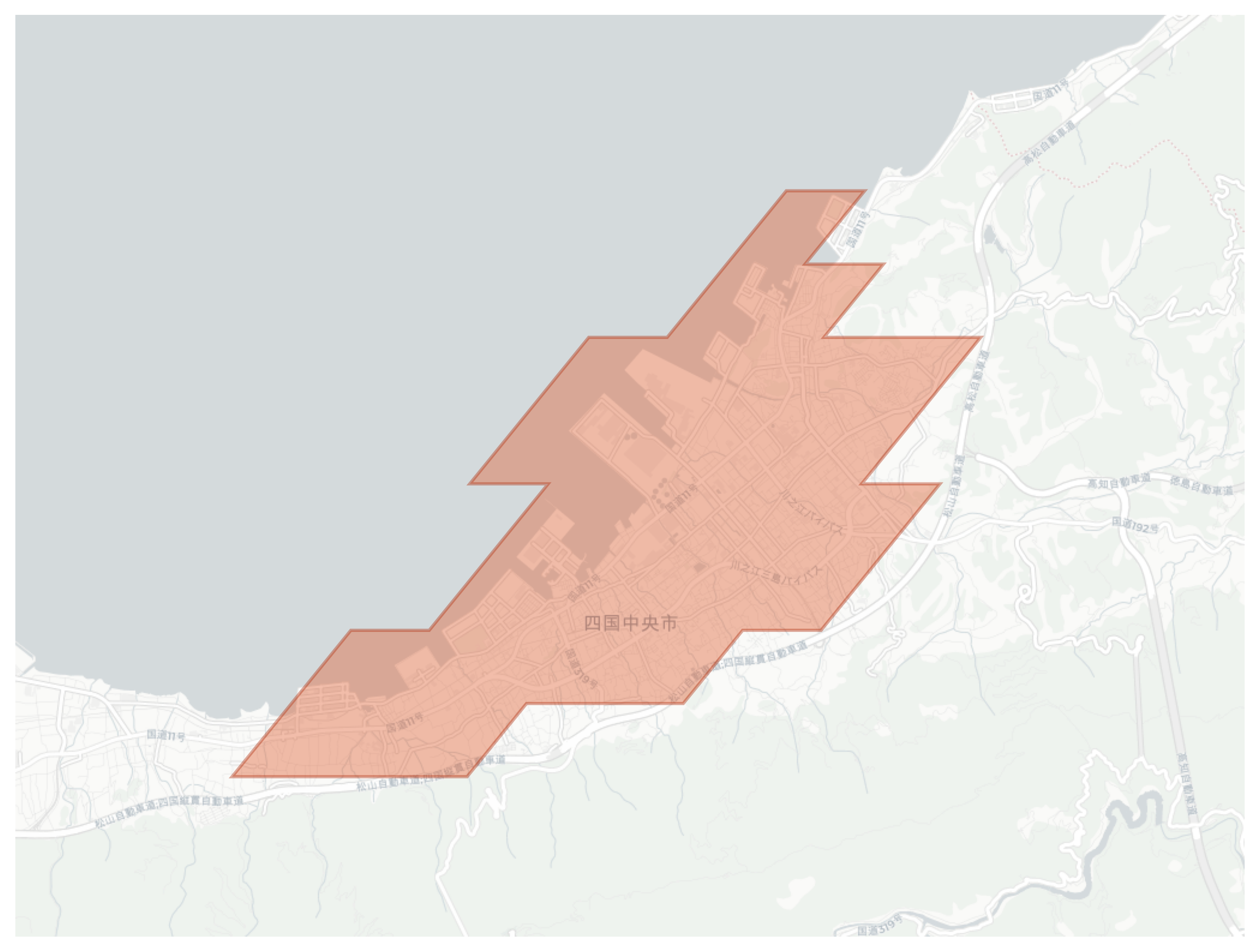 Shikokuchuo geographic map