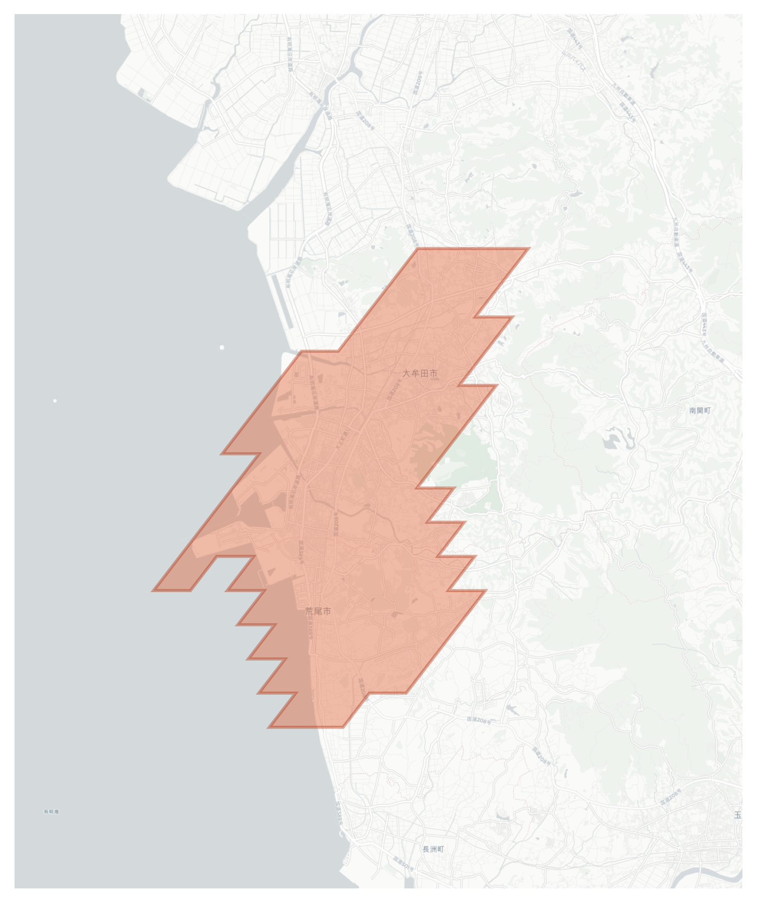 Omuta geographic map