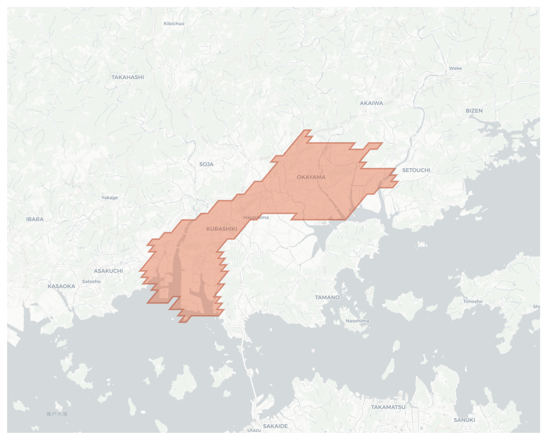 Okayama geographic map