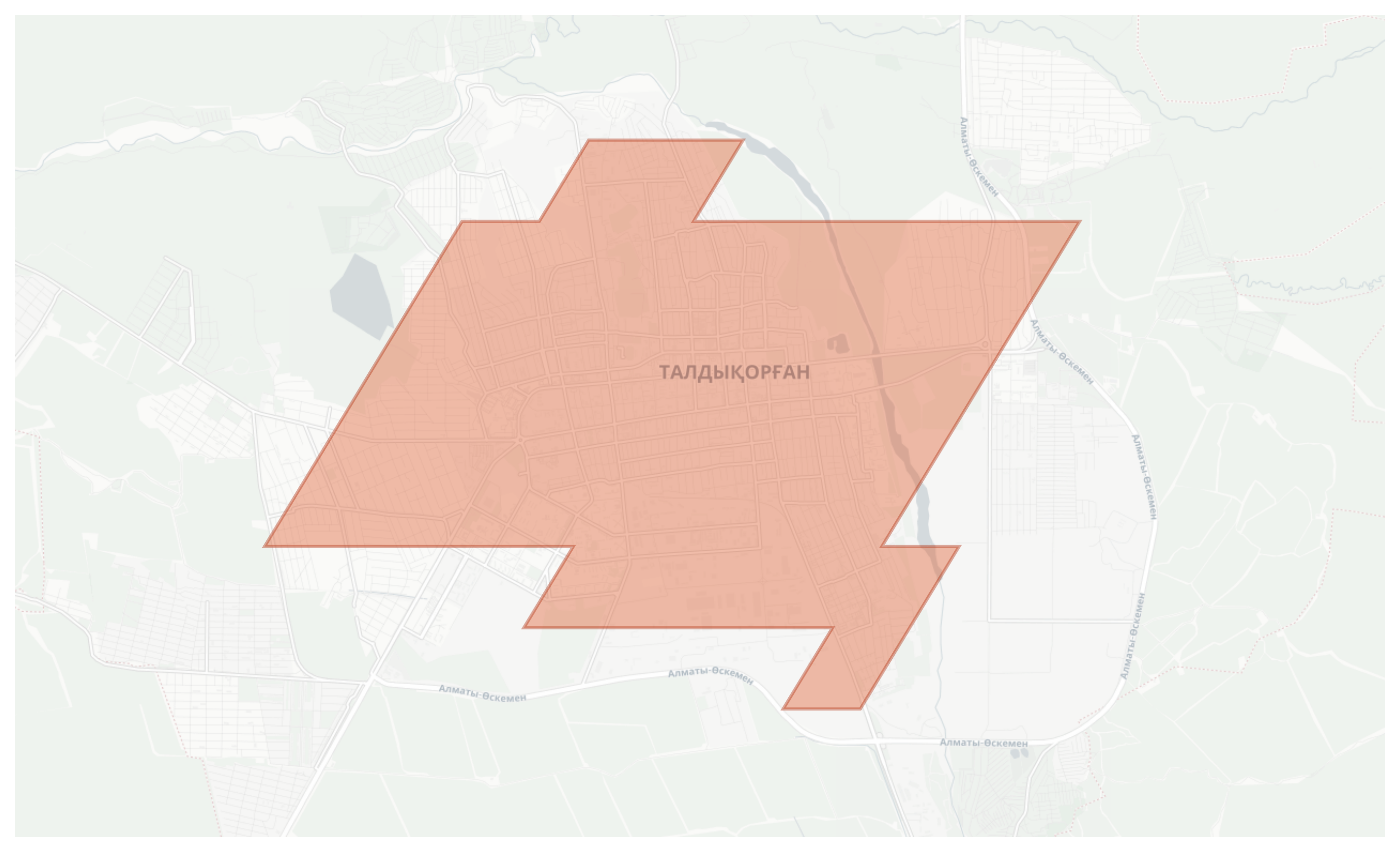 Taldykorgan geographic map