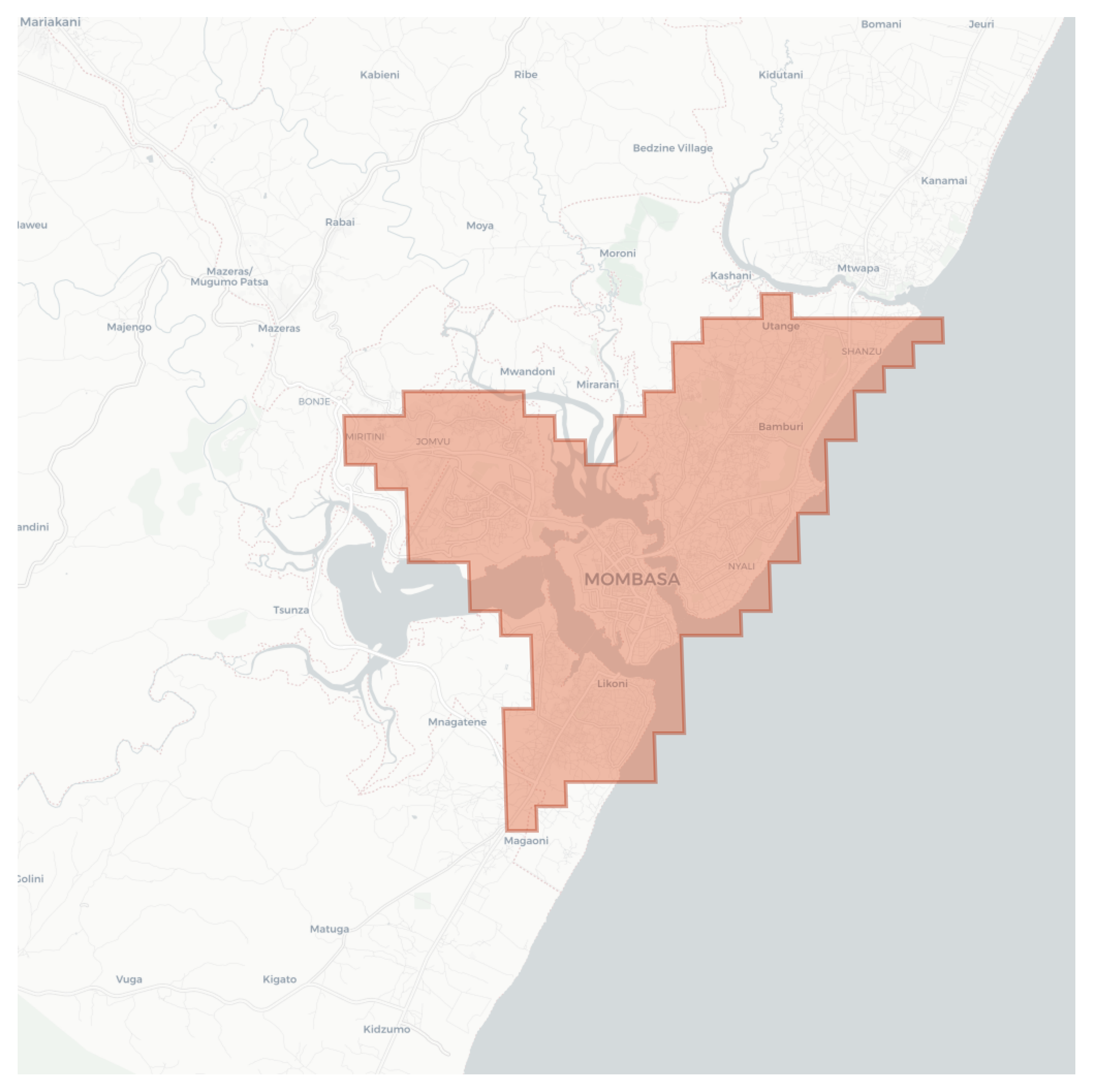Mombasa geographic map