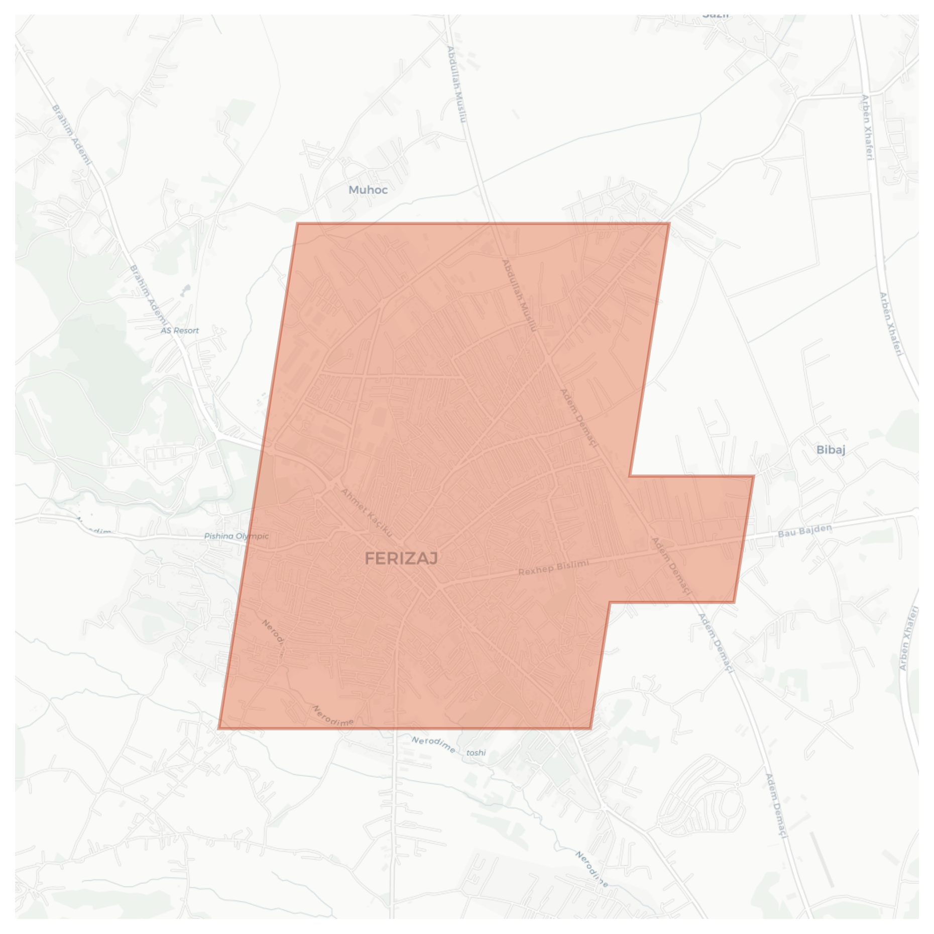 Ferizaj geographic map