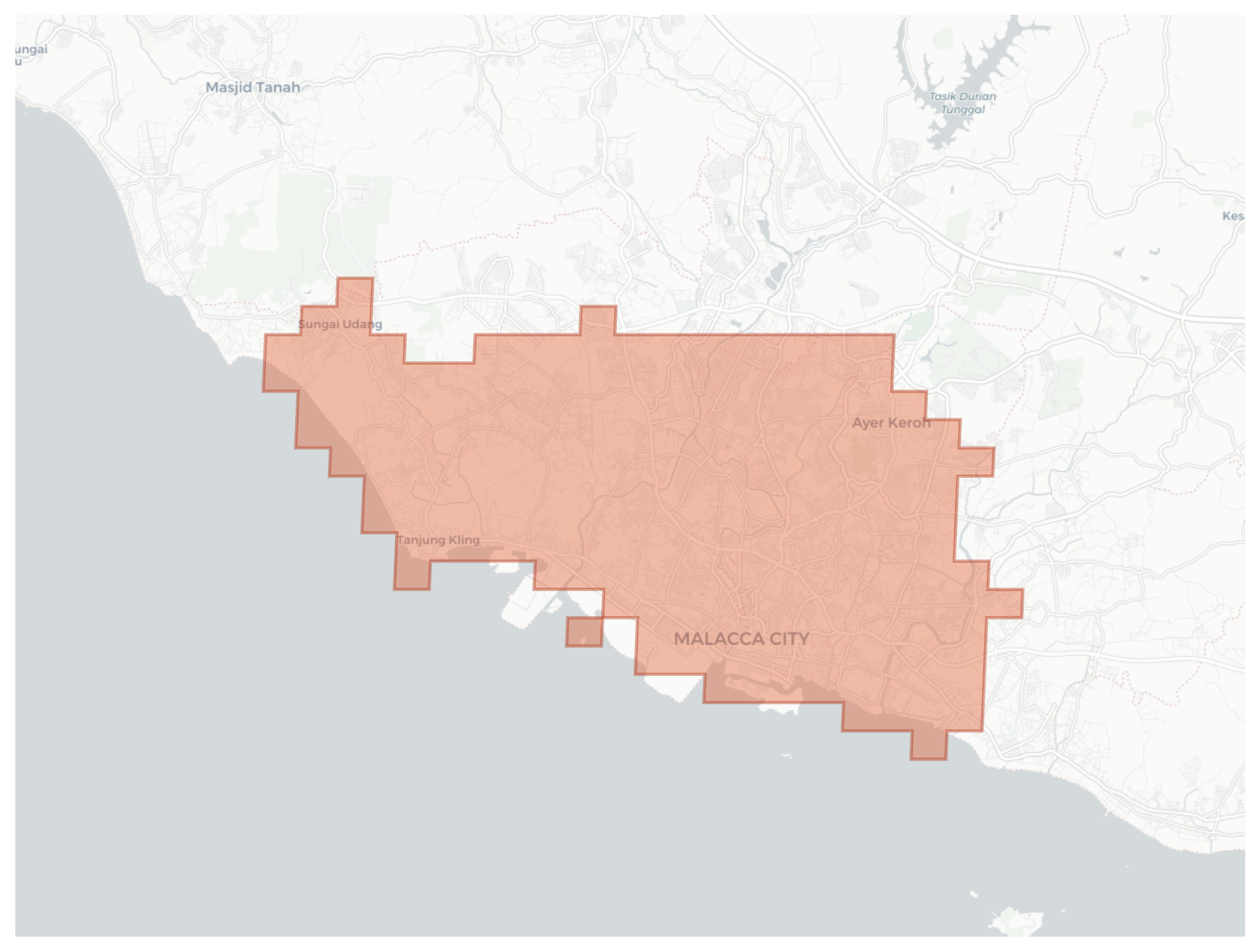 Malacca City geographic map