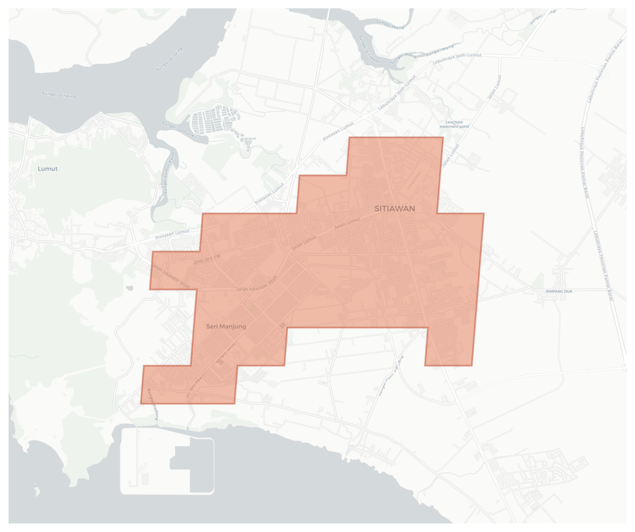 Sitiawan geographic map