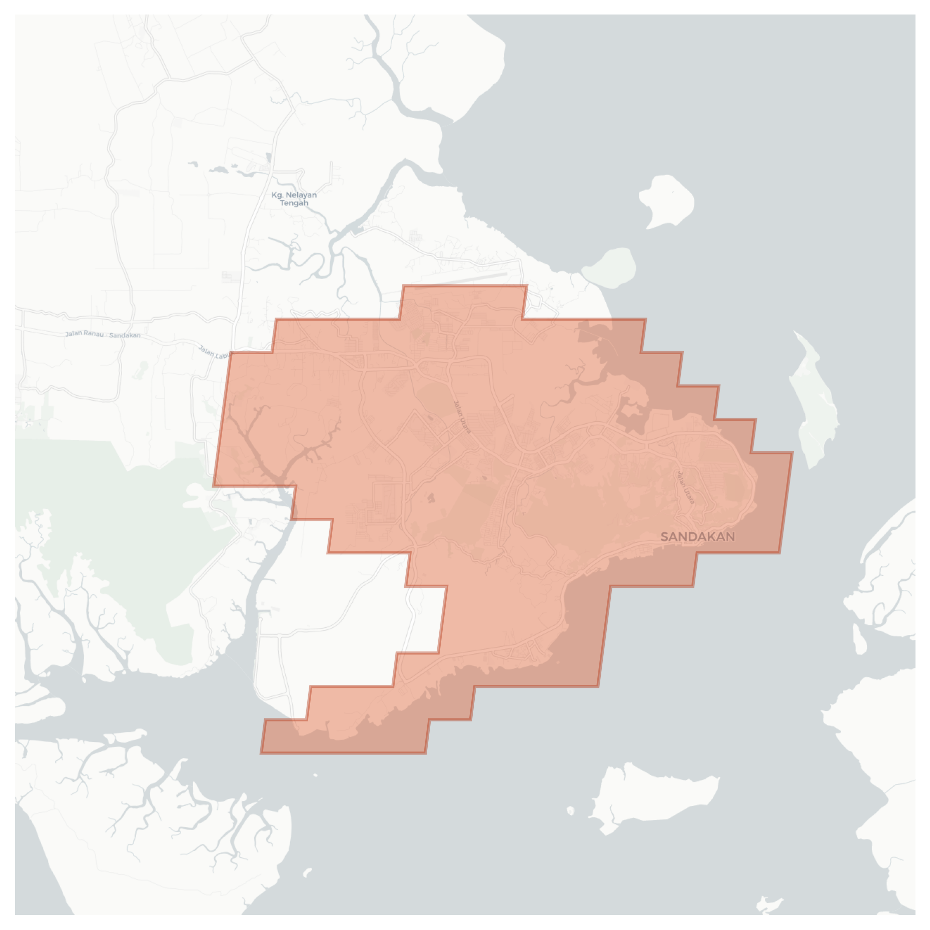 Sandakan geographic map