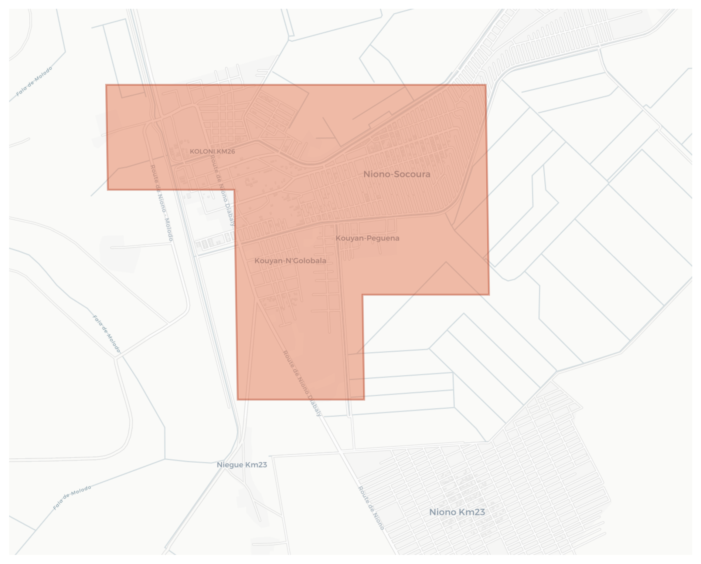 Niono-Socoura geographic map