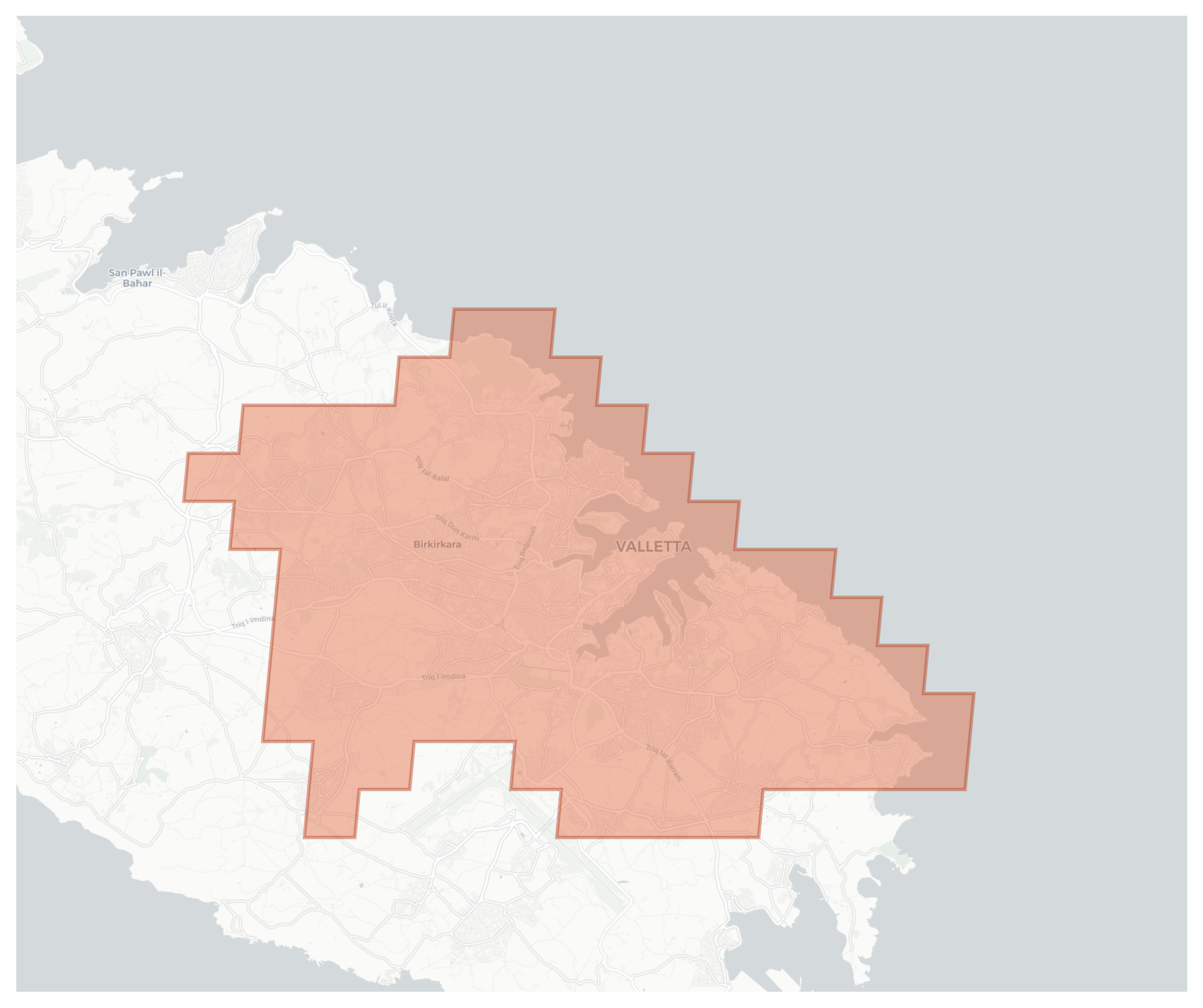 Valletta geographic map