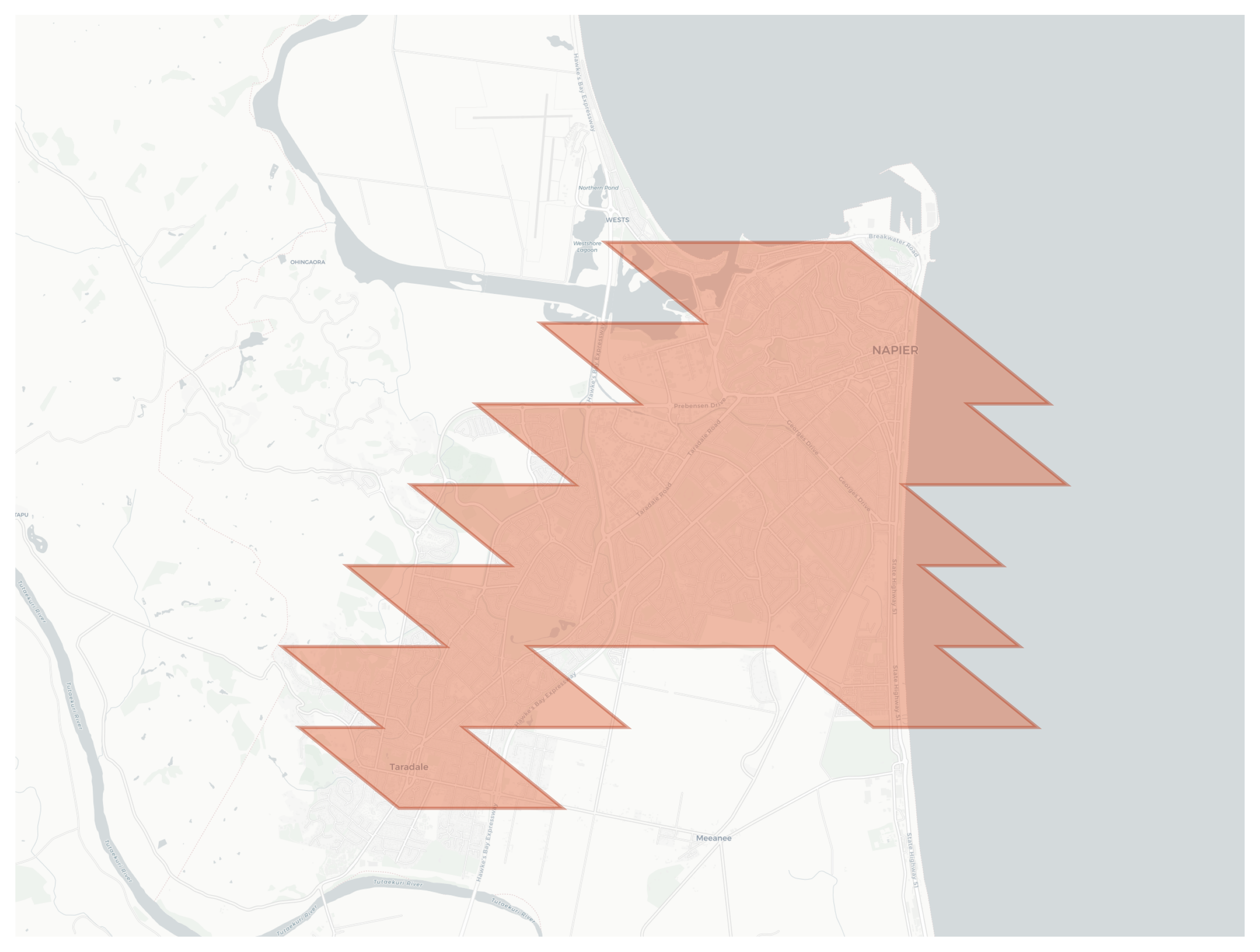 Napier geographic map