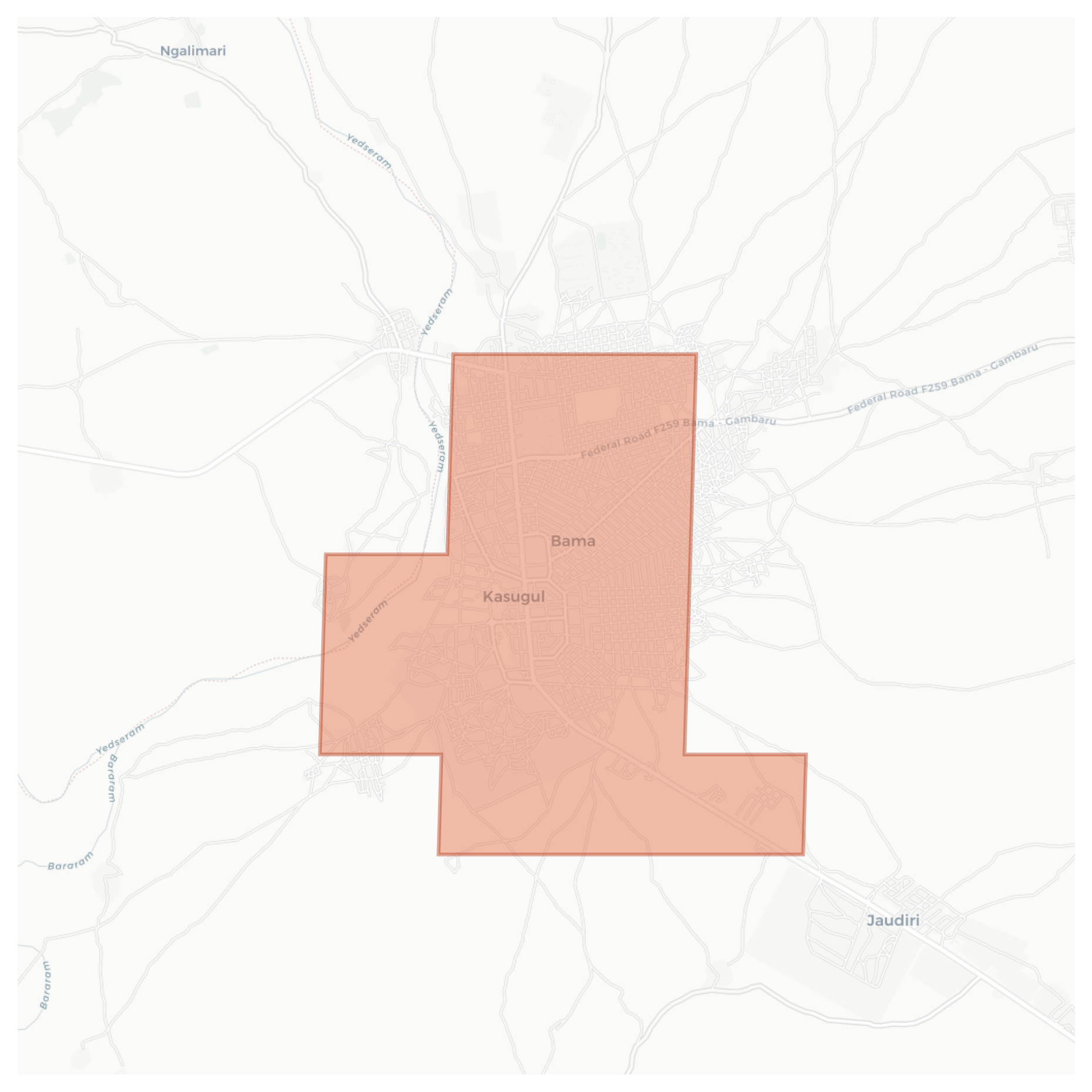 Kasugula Bama geographic map
