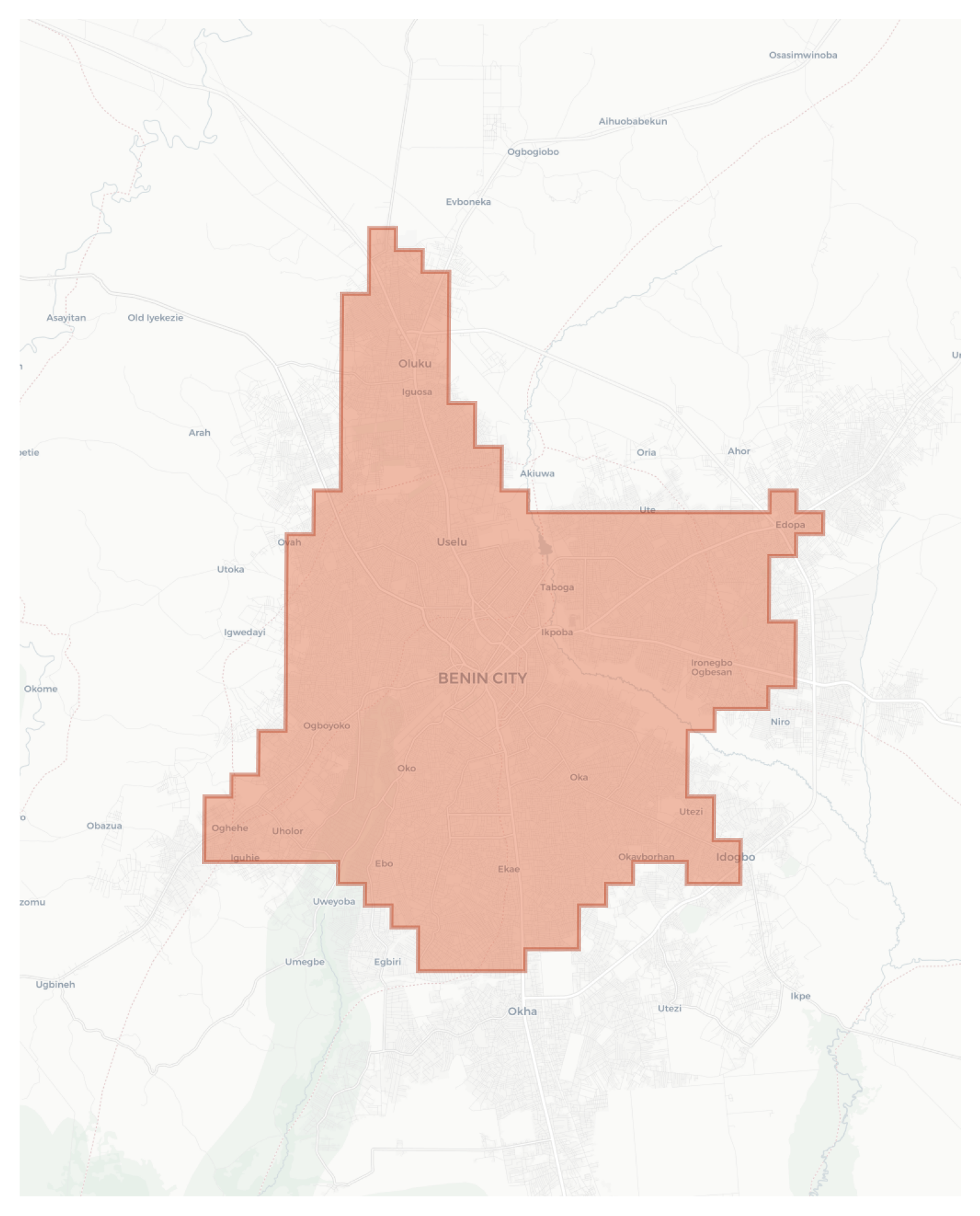 Benin City geographic map