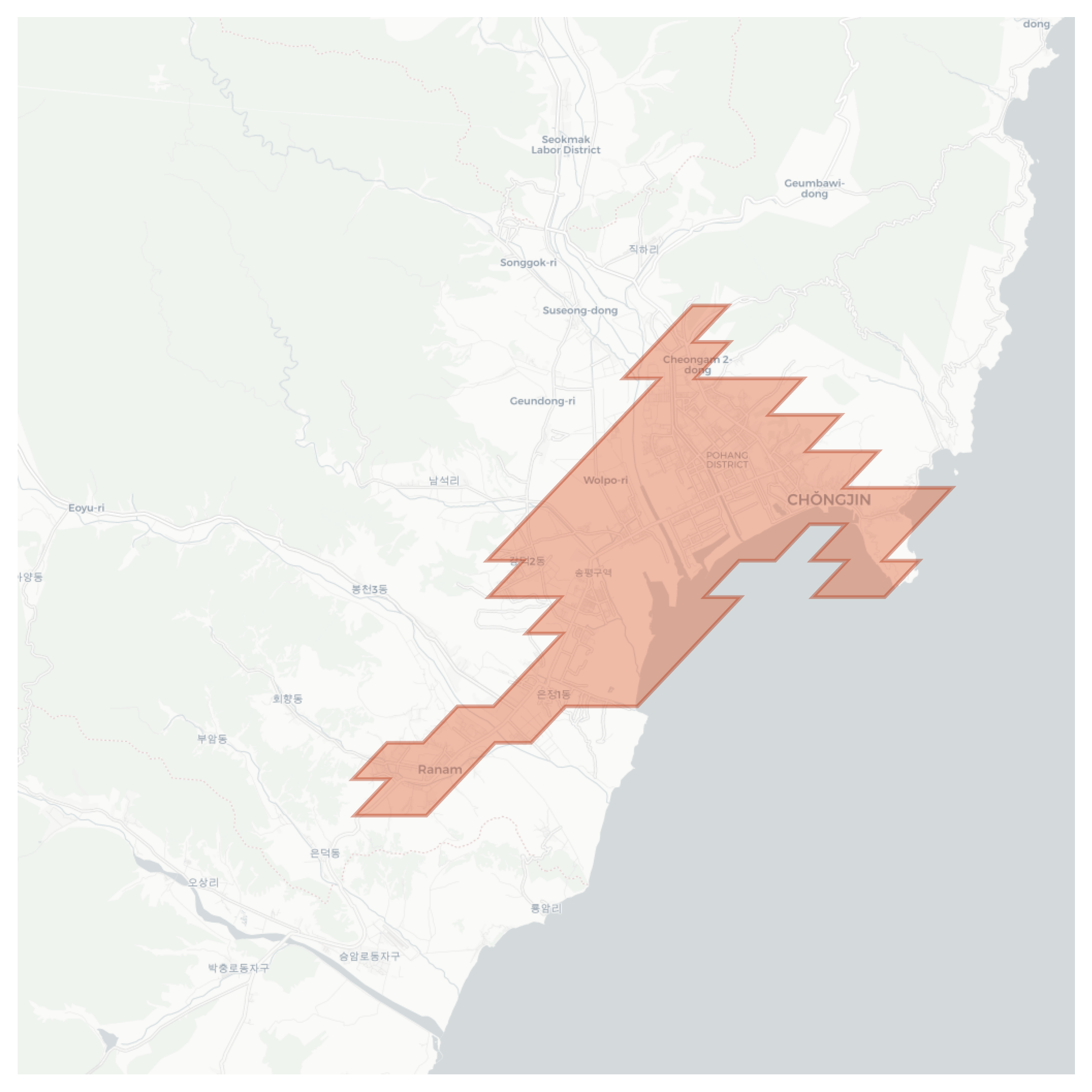 Chŏngjin geographic map
