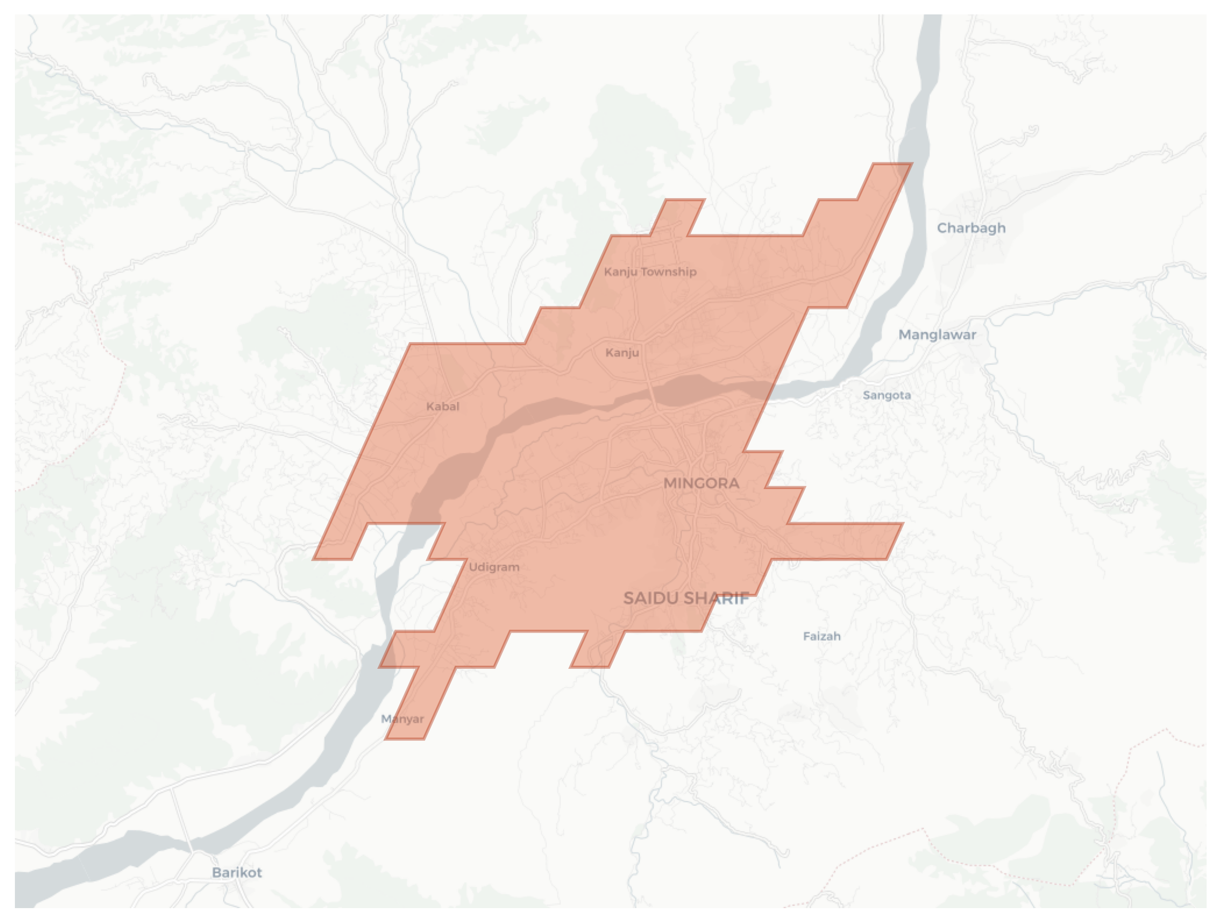Mingora geographic map
