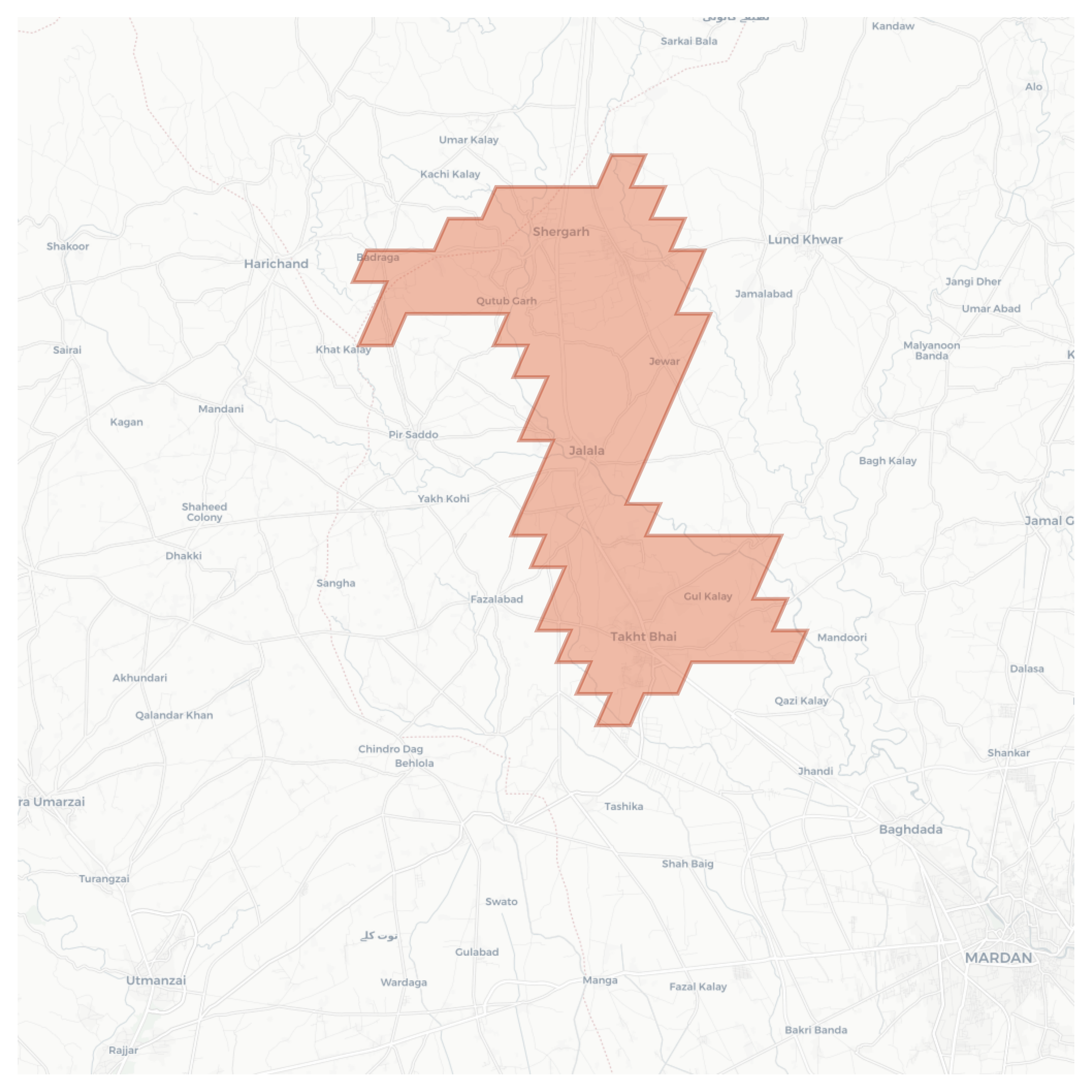 Takht Bhai geographic map