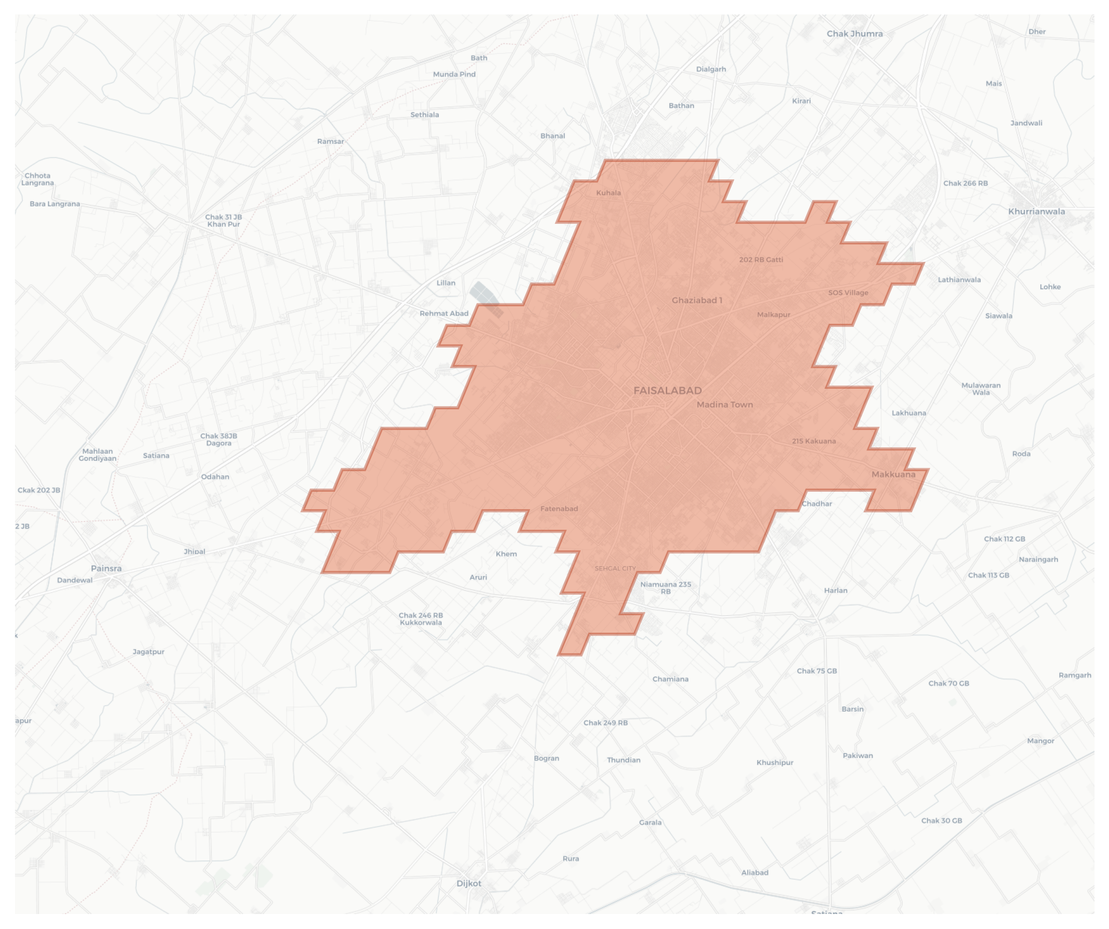Faisalabad geographic map
