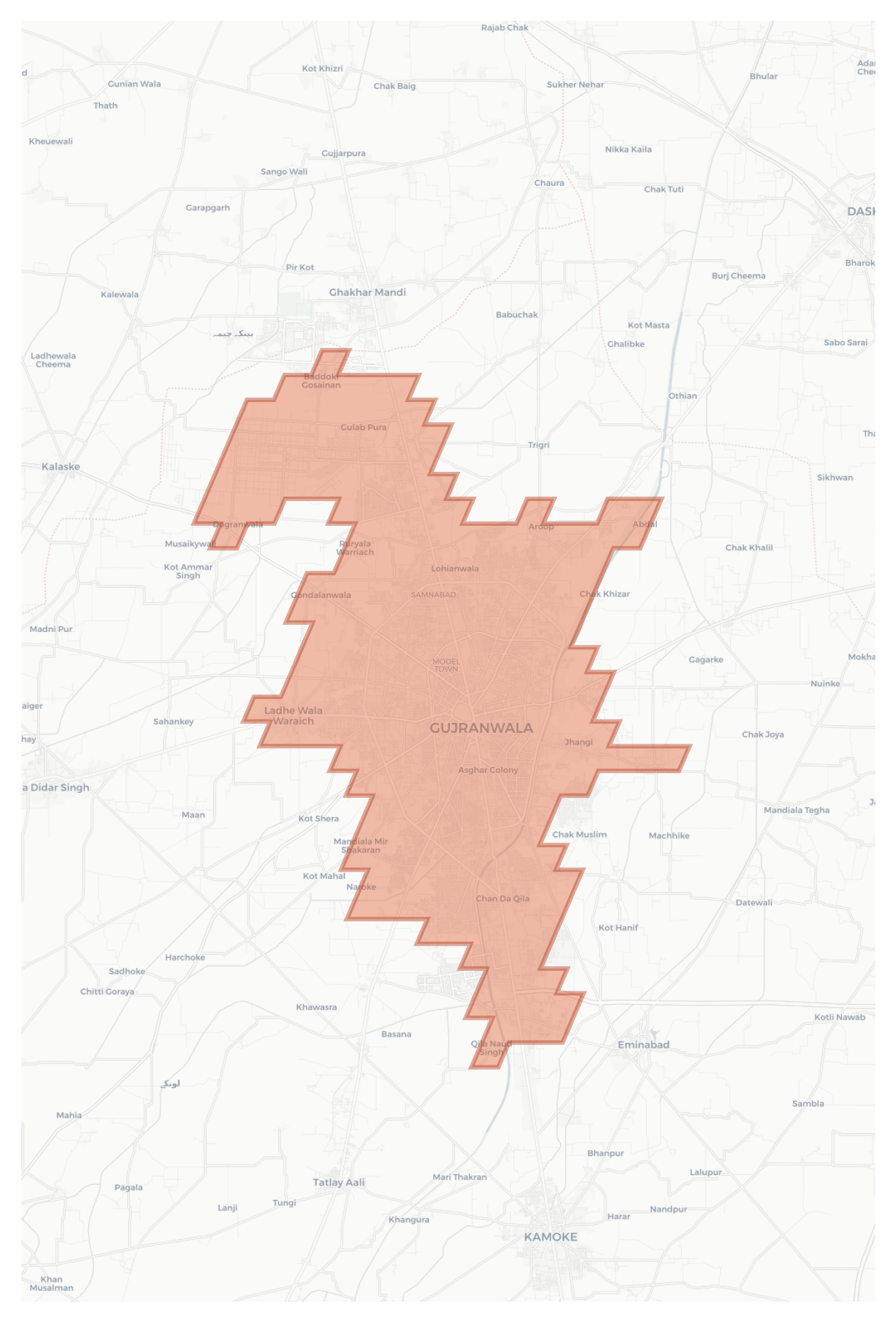 Gujranwala geographic map