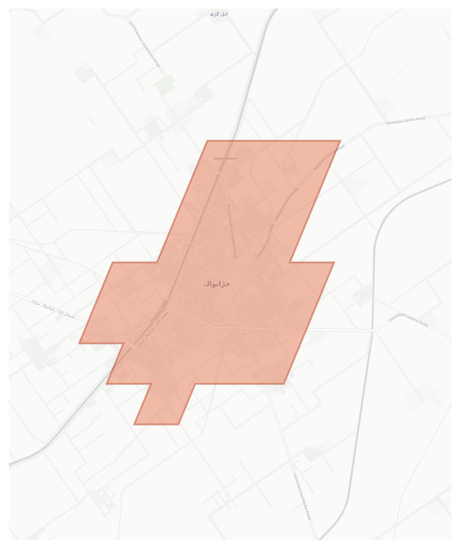 Jaranwala geographic map