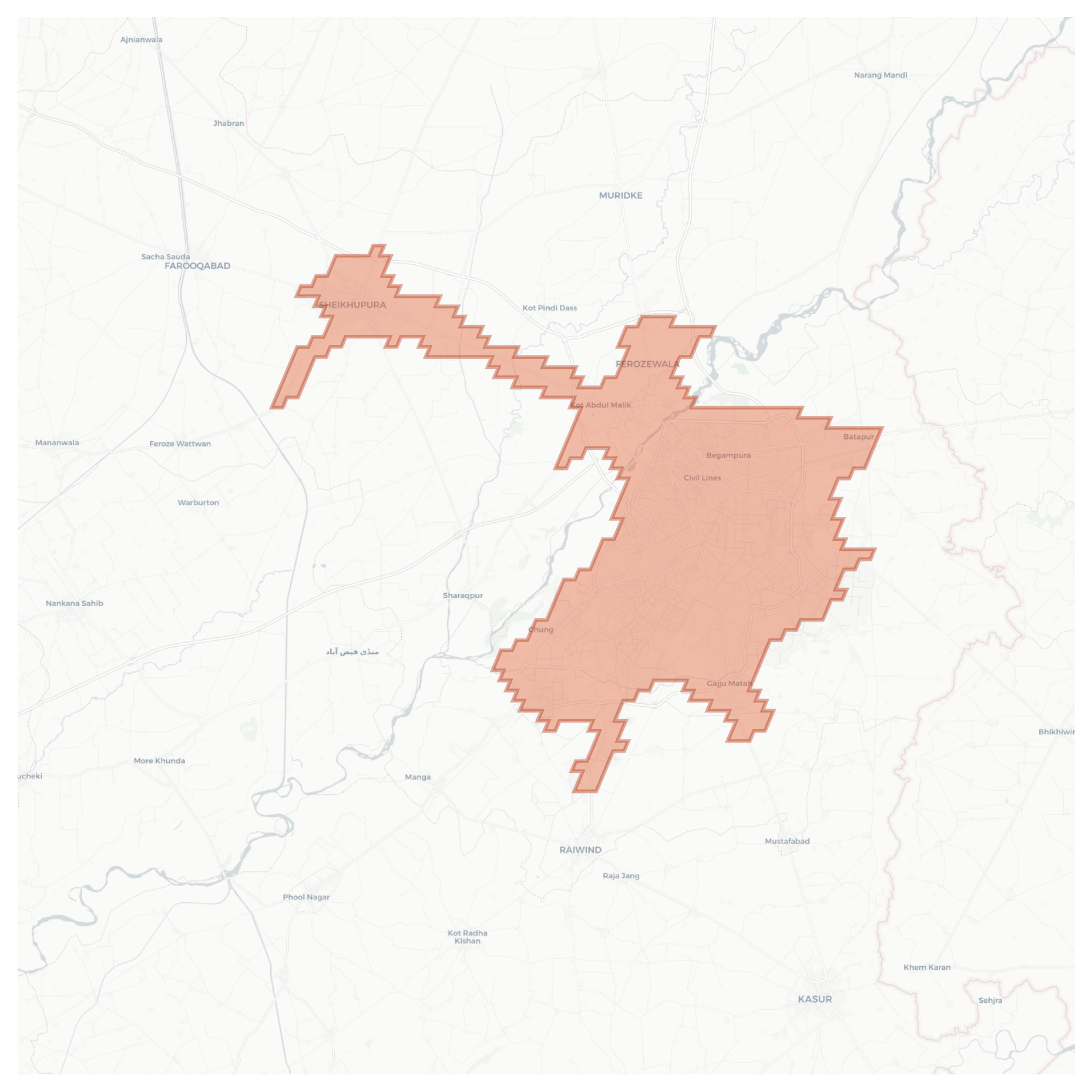 Lahore geographic map