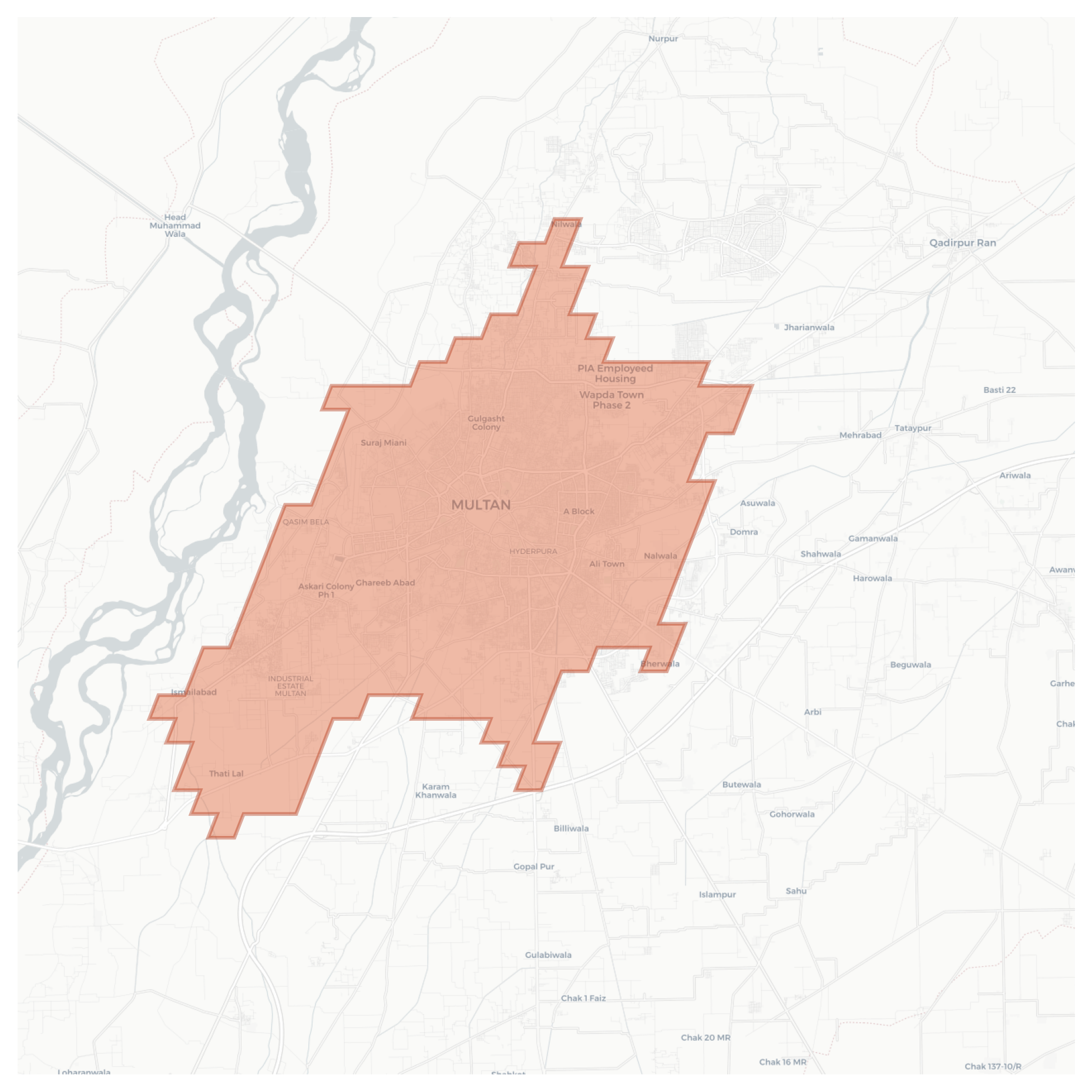 Multan geographic map
